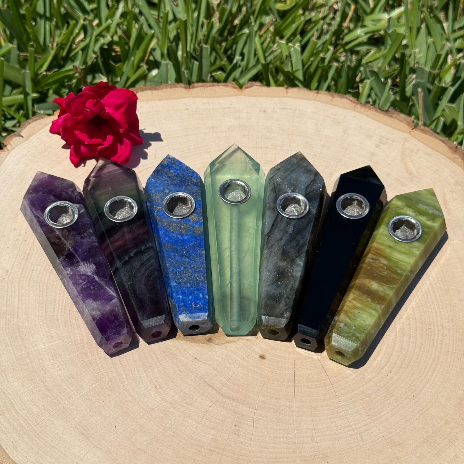 Nature Energy Crystal Smoking Pipe, Handmade Gemstone Pipes, Tobacco Pipe, Gift