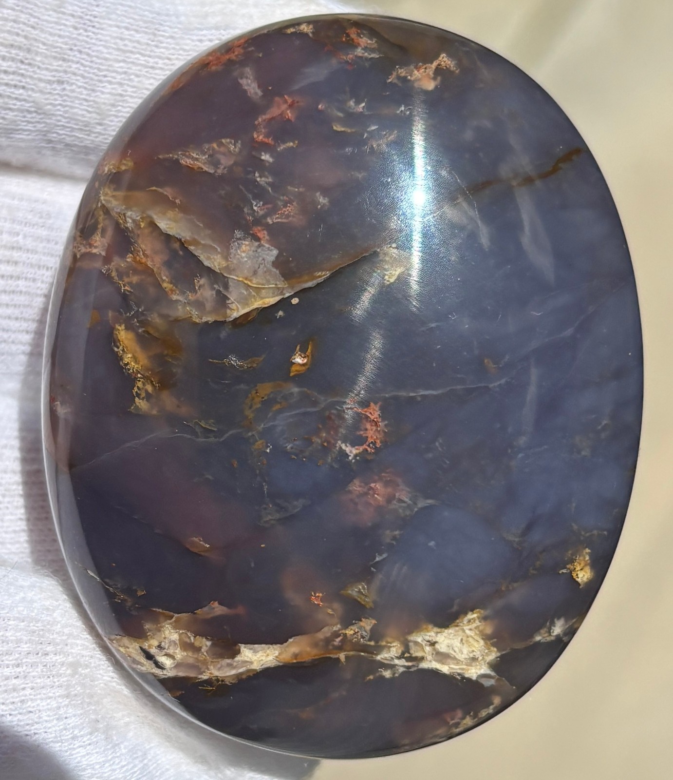 USA SALE LOT 2 “PURPLE” CHALCEDONY PALMSTONES PALM STONE STONES DARK BLUE GRAY