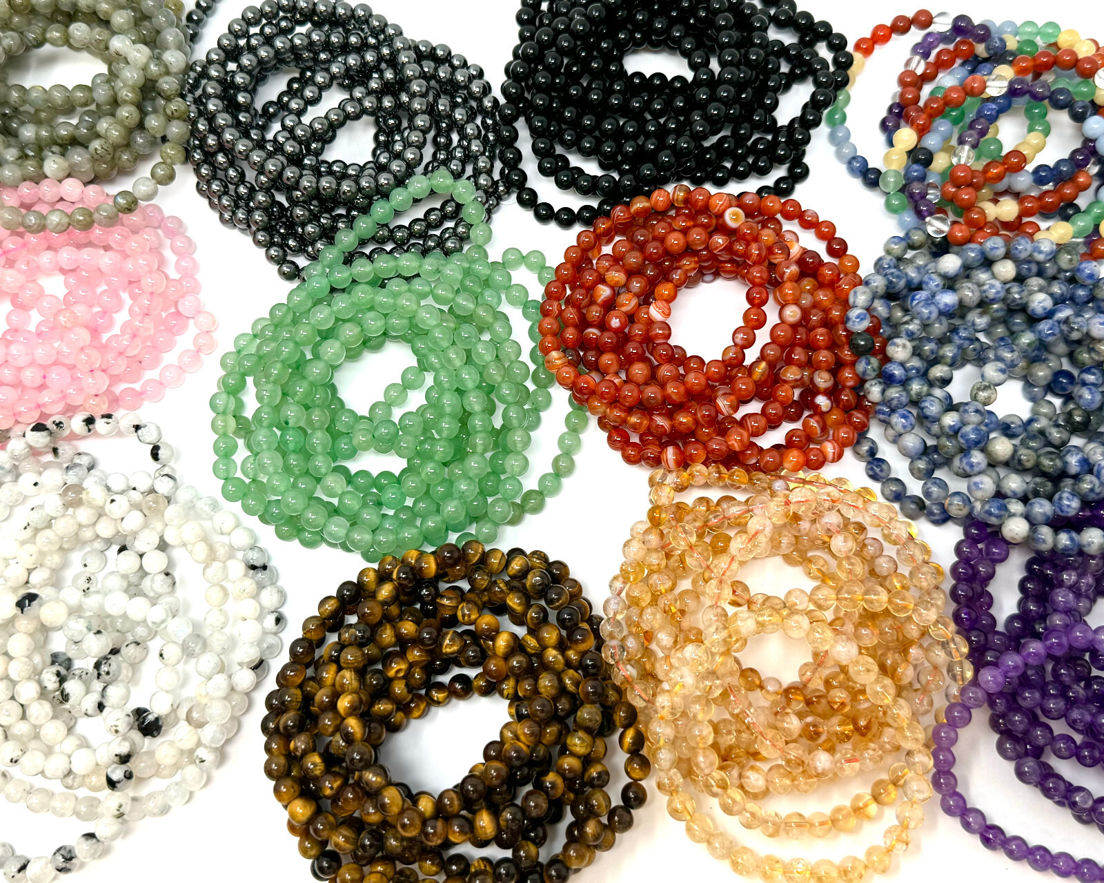 6 mm Bead Gemstone Bracelets BUY 3 GET 1 FREE – Dainty Stretch Crystal Bracelets