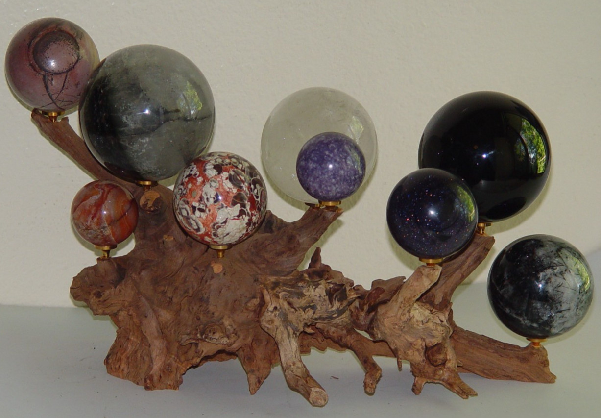 Natural Driftwood Crystal Sphere Display Stand 9 Holder Removable Peg Exact