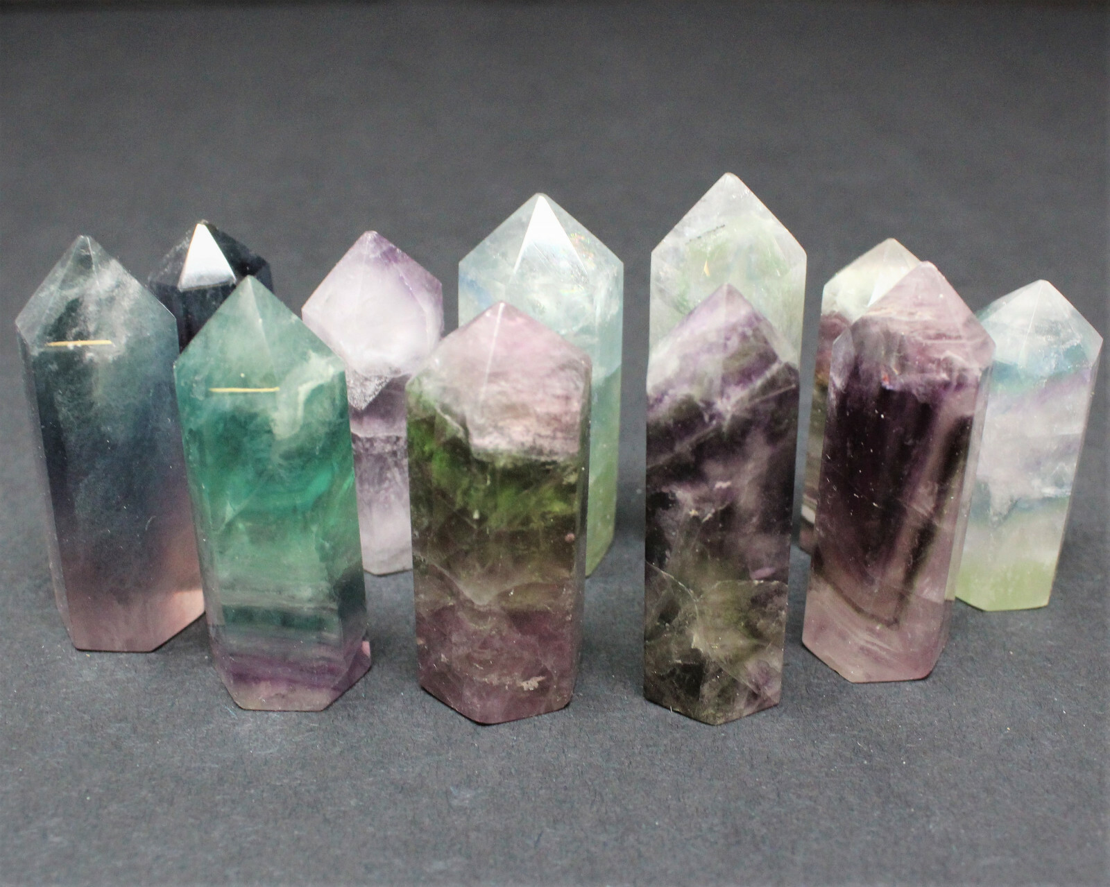 Natural Fluorite Crystal Hexagonal Point 1.75 – 2.25″ Reiki Massage Healing Wand