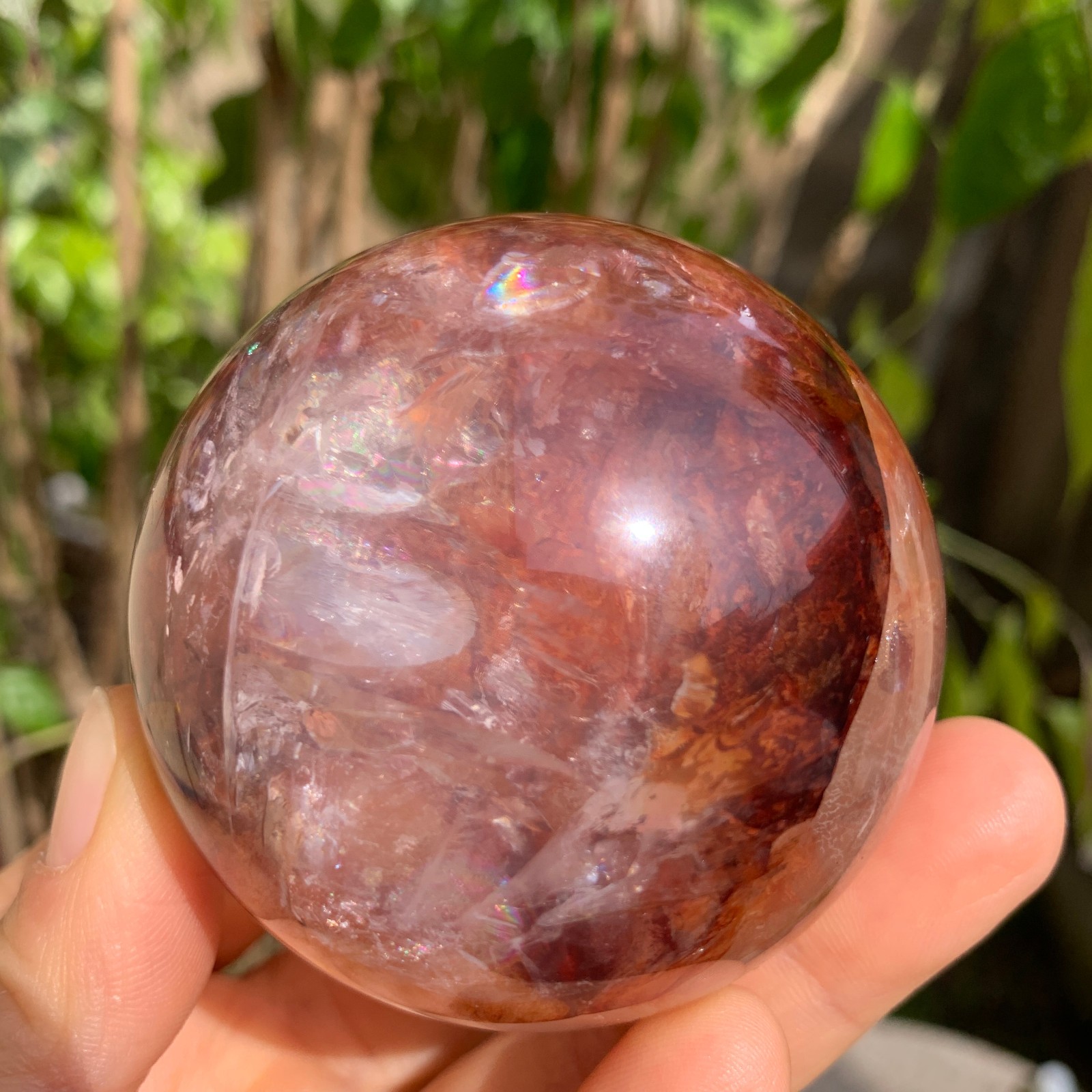 344G Natural Red Gum Flower Ball Crystal Sphere Specimen Energy Healing Reiki