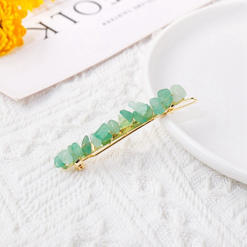 Natural Quartz Braided Hair Clip Crystal Crushed Stone Bobby Pins Headwear Decor