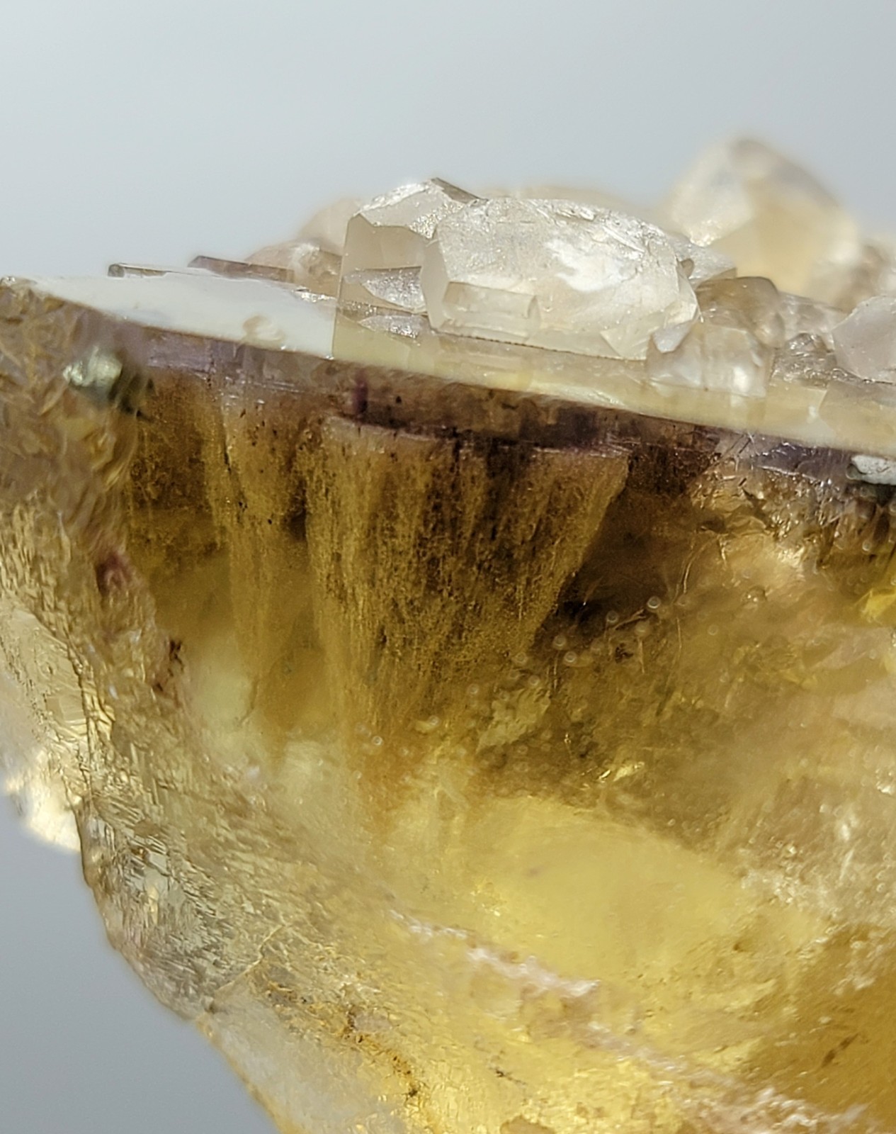Glassy Zoned Fluorite w/Calcite – Minerva #1, Cave-in-Rock, Hardin Co., Illinois