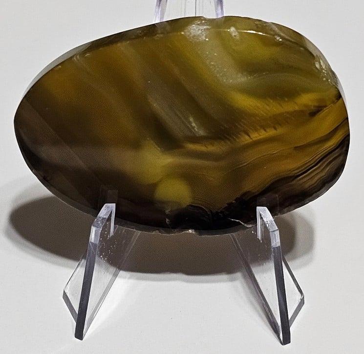 Set of 4 Polished Agate Slices Brown Green Amber Orange White