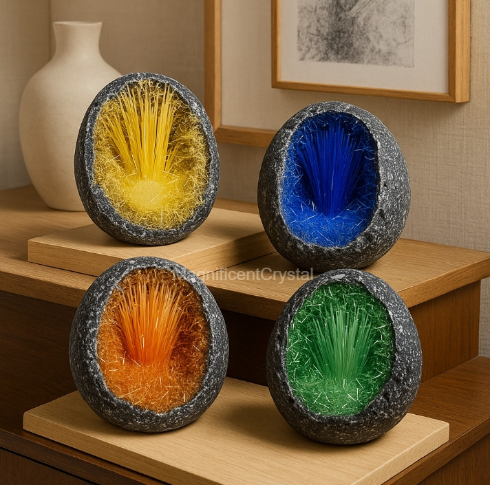 4PCS/Set Natural Quartz Crystal Specimen Goethite Copper Ore Display Home Decor