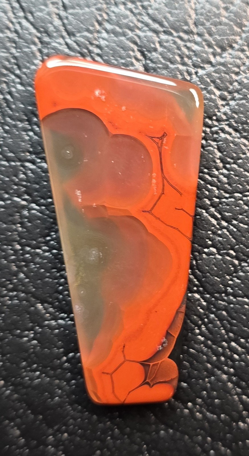 Beautifully banded Red Black Clear Kentucky Agate Cabochon Ready to set #C-14