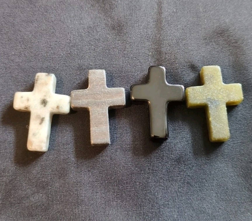 1″ Mini Crystal Crosses Natural Quartz Cross Shaped Worry Stones Charms – #2