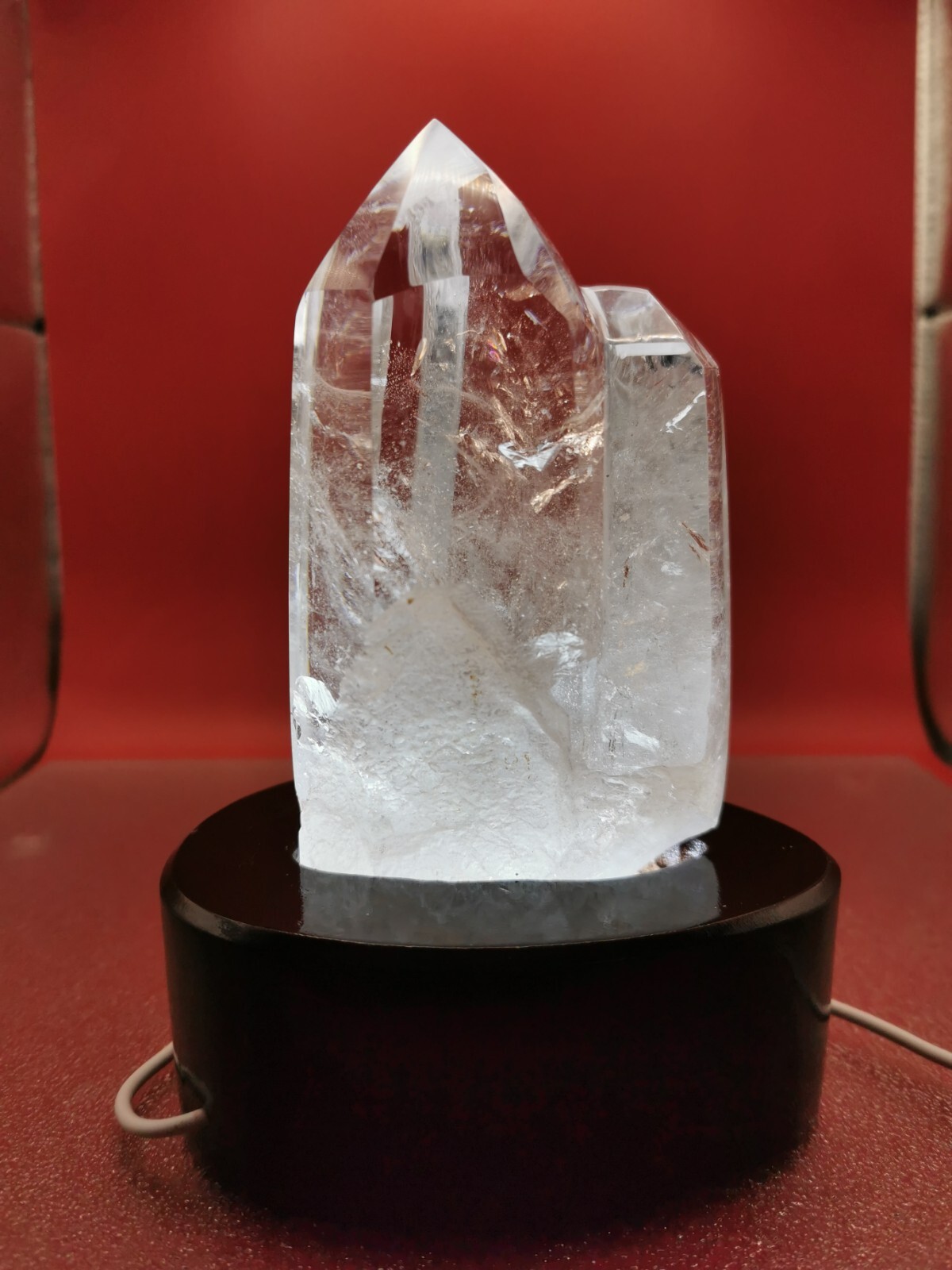 Natural Clear Quartz Double Point Obelisk Crystal With Custom Light Stand 2+LB