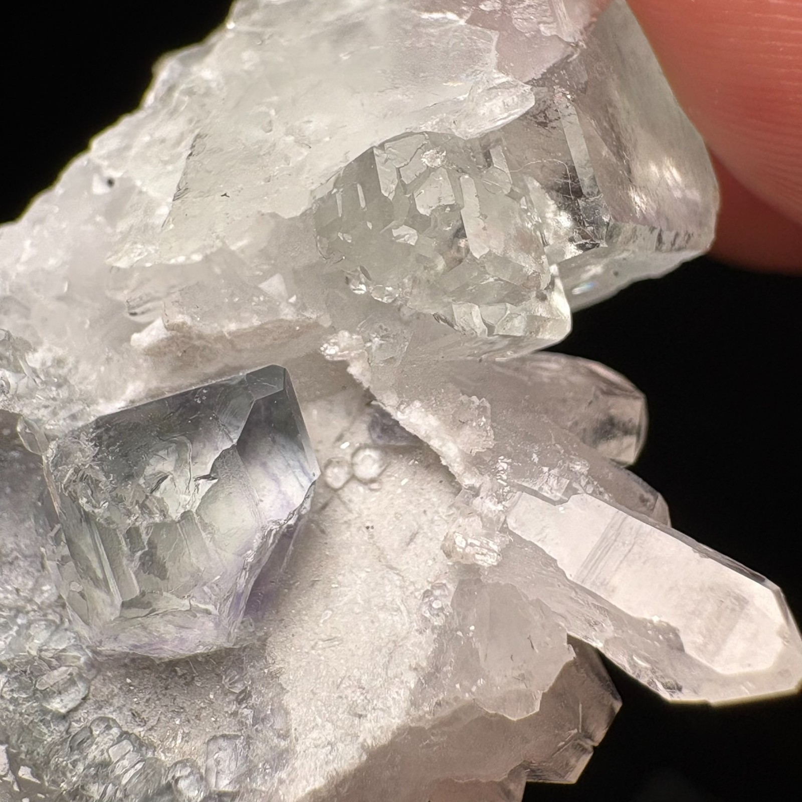 Natural Water-Clear Fluorite w/ Quartz Rare Specimen Raw Mineral w/ Acrylic Base