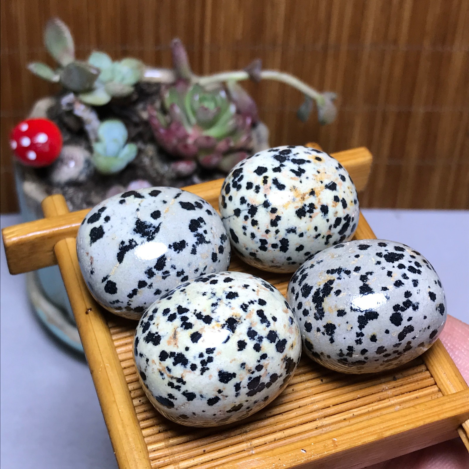 28-23-23mm 4Pcs Natural spotted stone Crystal gemstone Mineral Specimen A4404