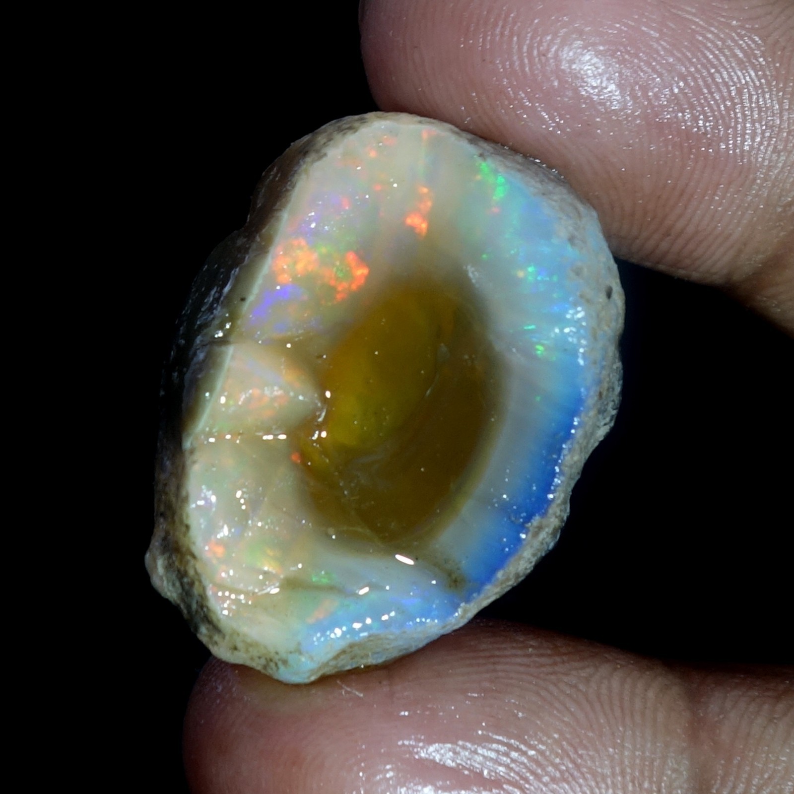 AA+ Ethiopian Oli Opal Rough Entreated Welo Opal Multi Fire Color Flash 56.20Cts