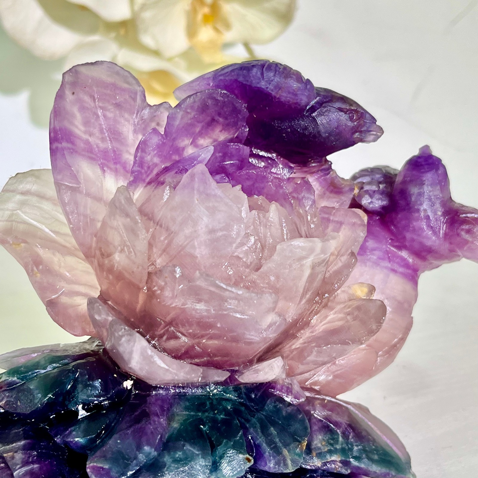 4.18LB Natural fluorite quartz products, hand carved and polished spiritual orn