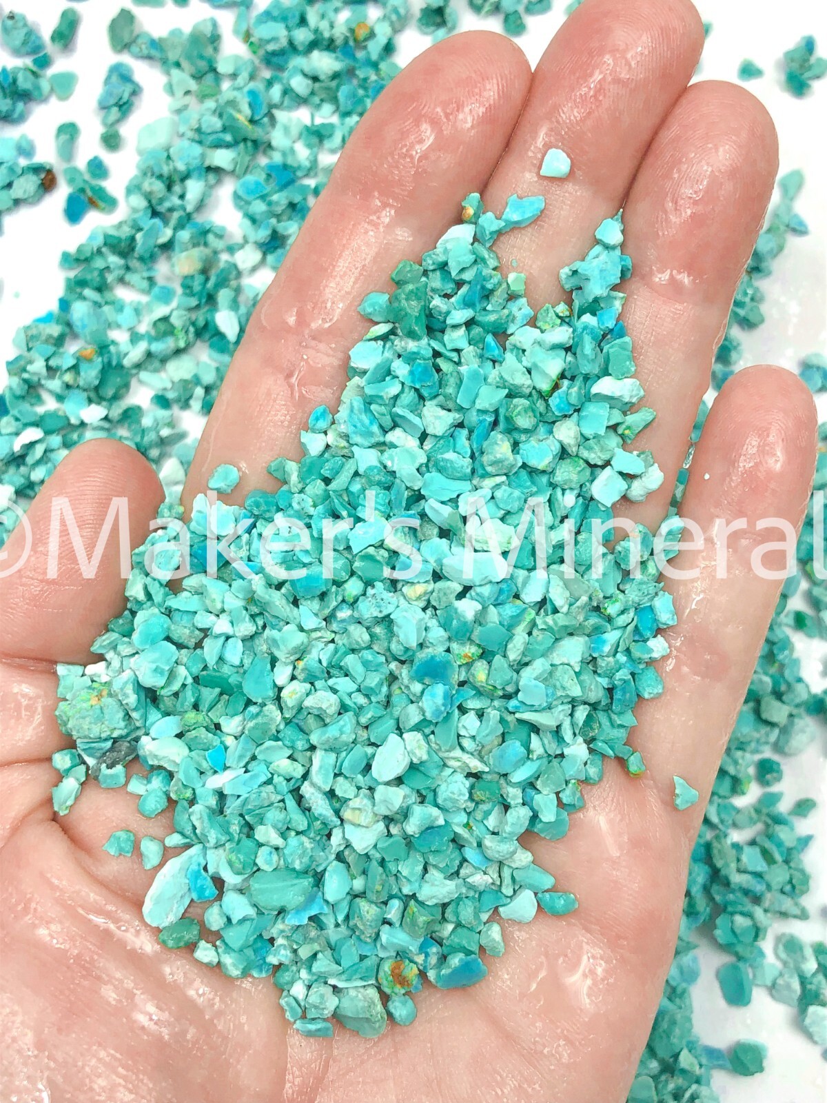 Crushed Blue-Green Fox Turquoise A+ Chips, 2mm-4mm for Woodworking Inlay