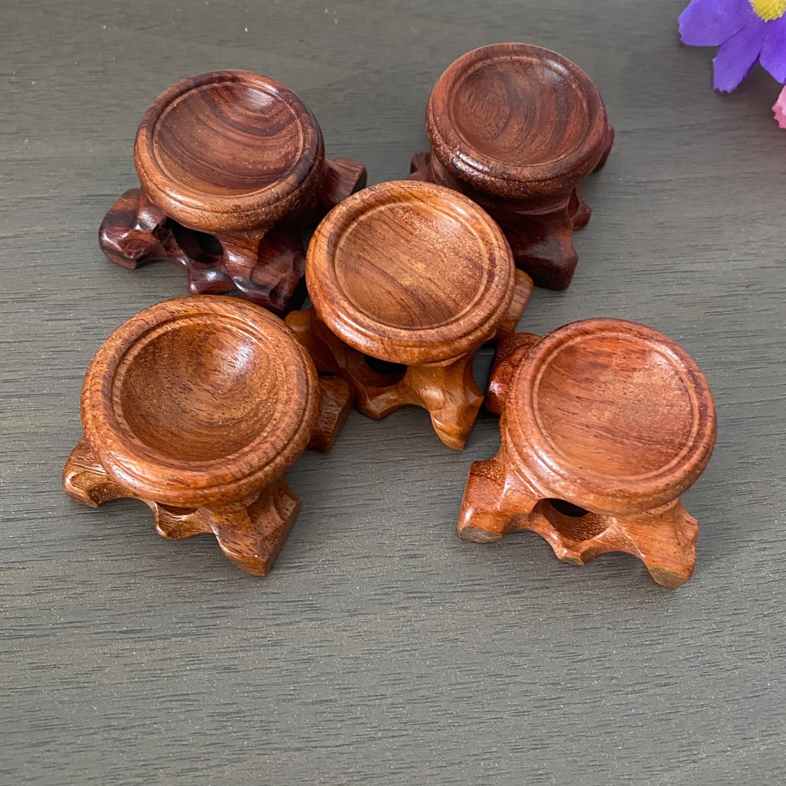 5pcs Wood Display Stand Crystal Ball Sphere Globe Stone Holder