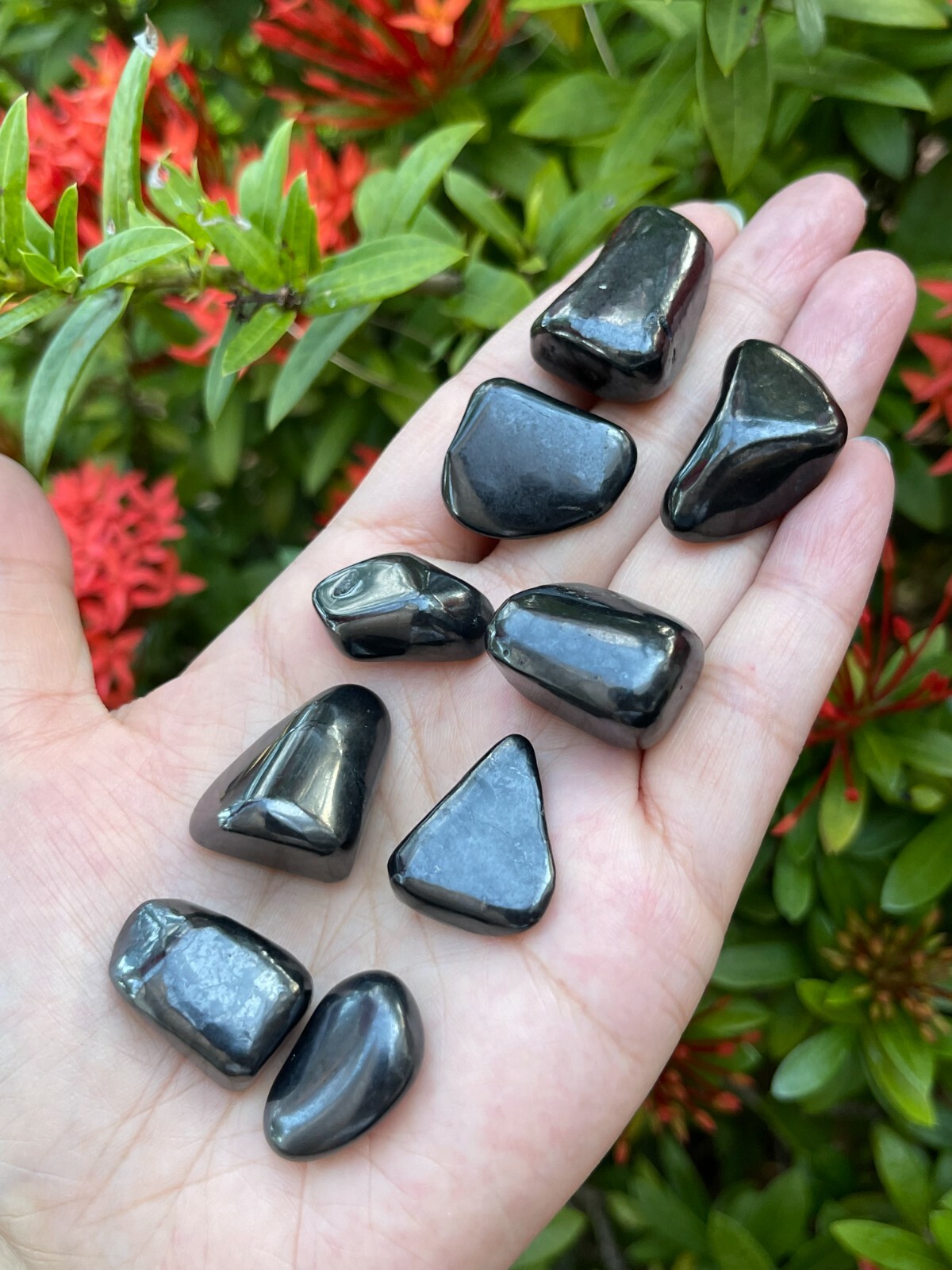 Grade A++ Shungite Tumbled Stone, 0.75-1.25″ Tumbled Shungite, EMF Protection