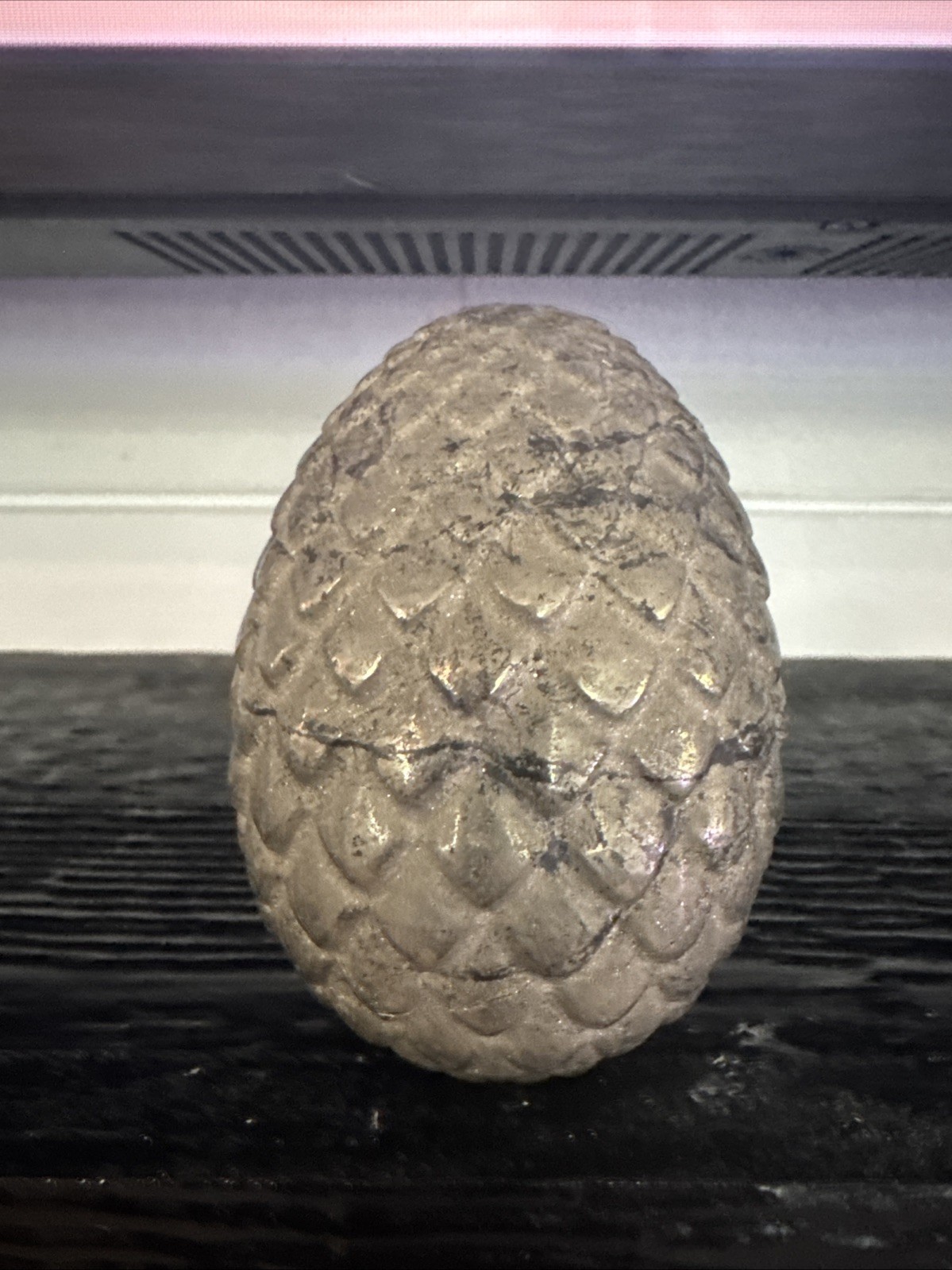 Pyrite Crystal Dragon Egg Carving 737 Grams 3.75”