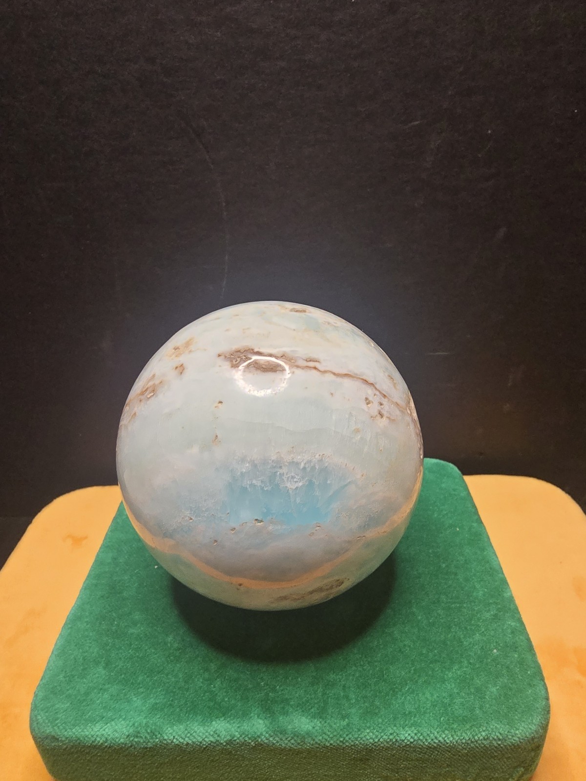 Massive 994g Caribbean Calcite & Blue Aragonite Polished Crystal Sphere Specimen
