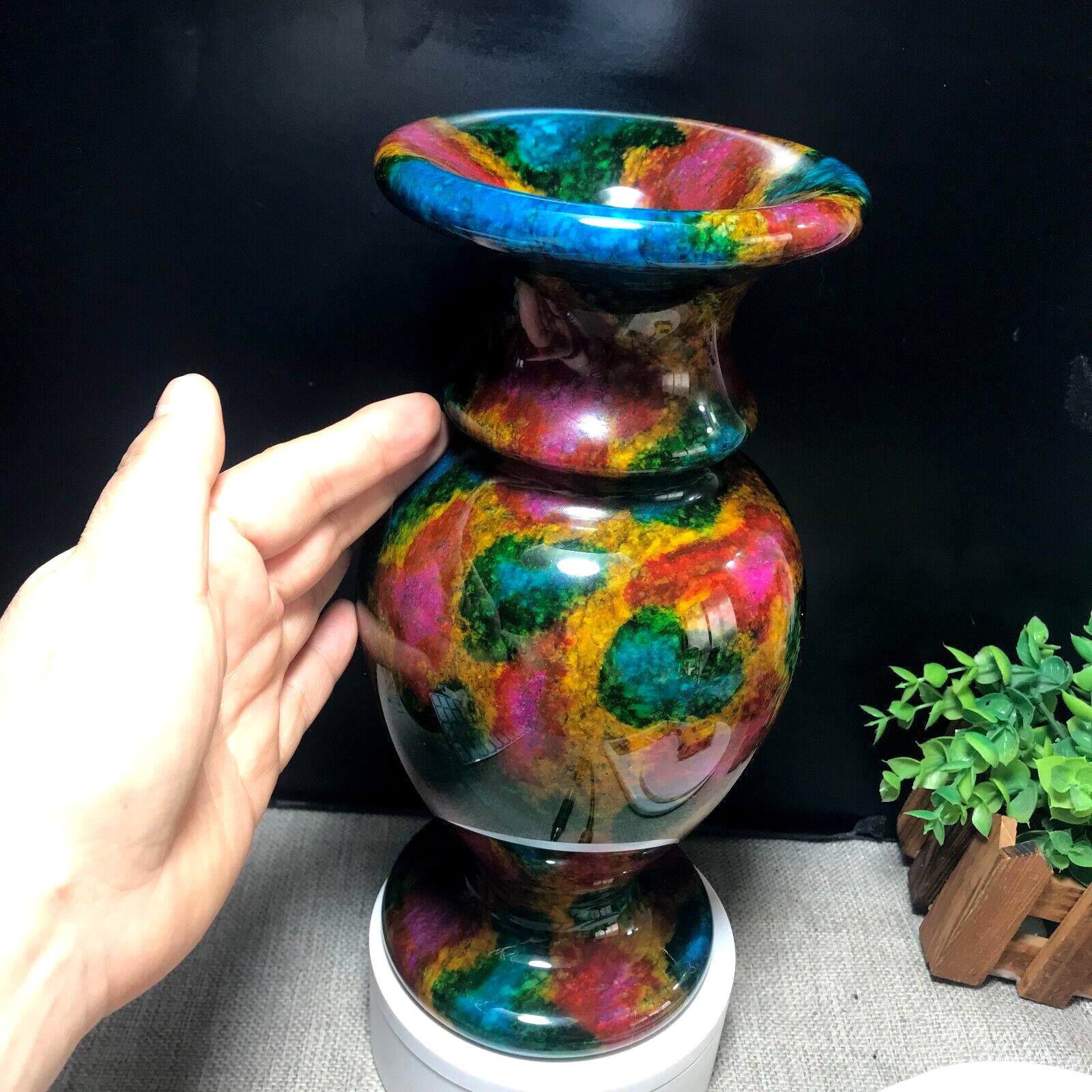 1PCS 3.2kg “Seven Colors Jade” Crystal Quartz Vase Specimen Collection