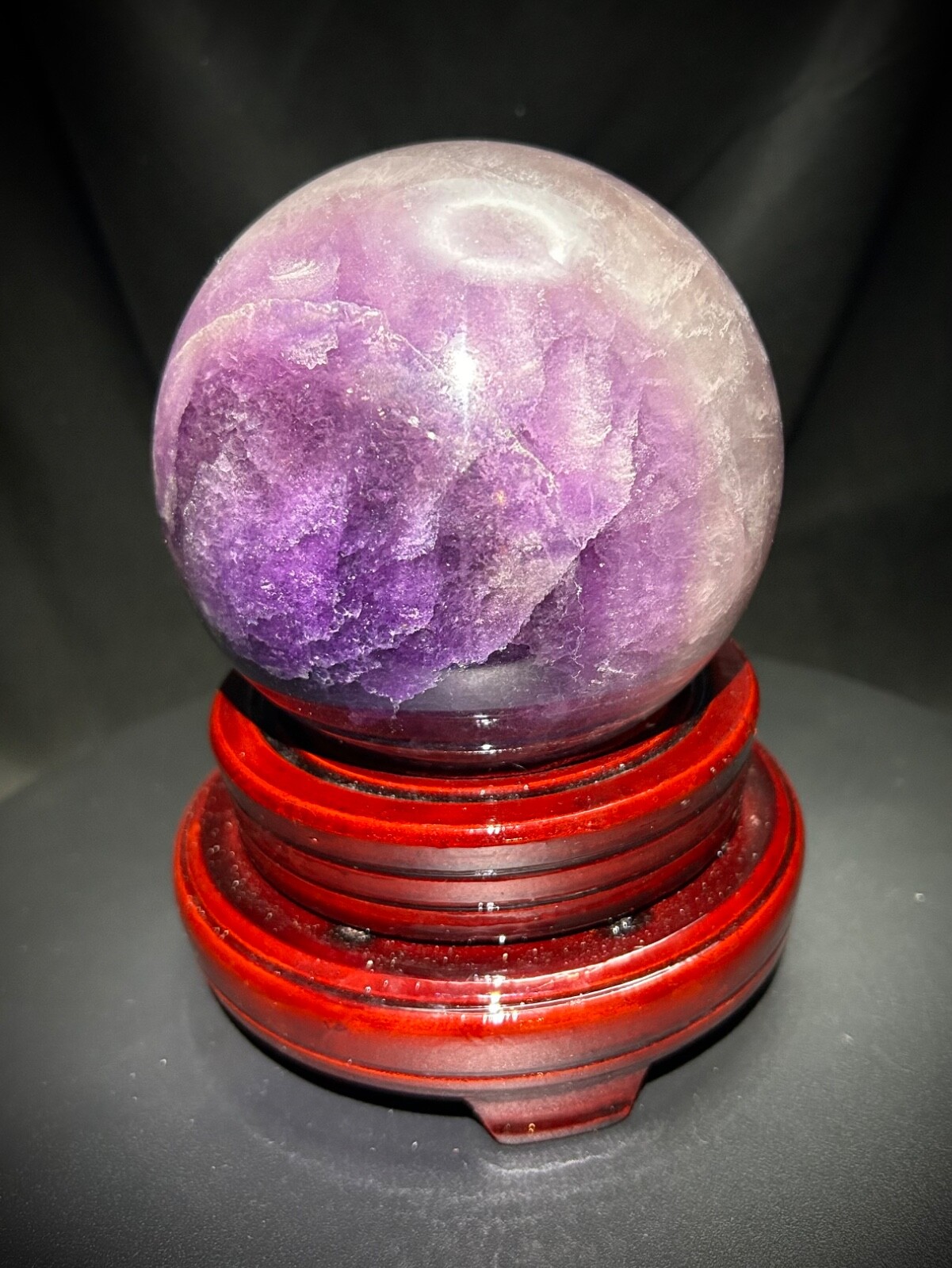 4.5″ Colorful Rainbow Fluorite Sphere With Wood Stand 5lb 11oz