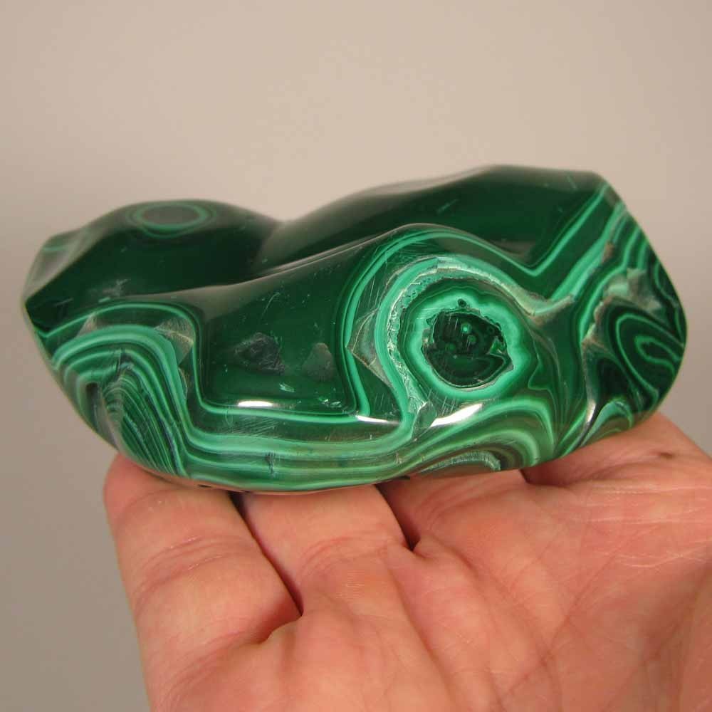 4.1″ Polished Botryoidal MALACHITE Gemstone – Congo, Africa – 1 lb.