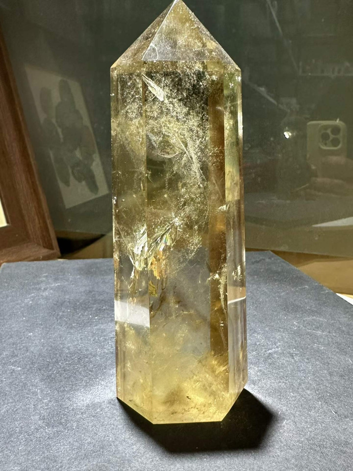 460g Natural Citrine Quartz Obelisk Energy Crystal Point Wand Reiki Decor
