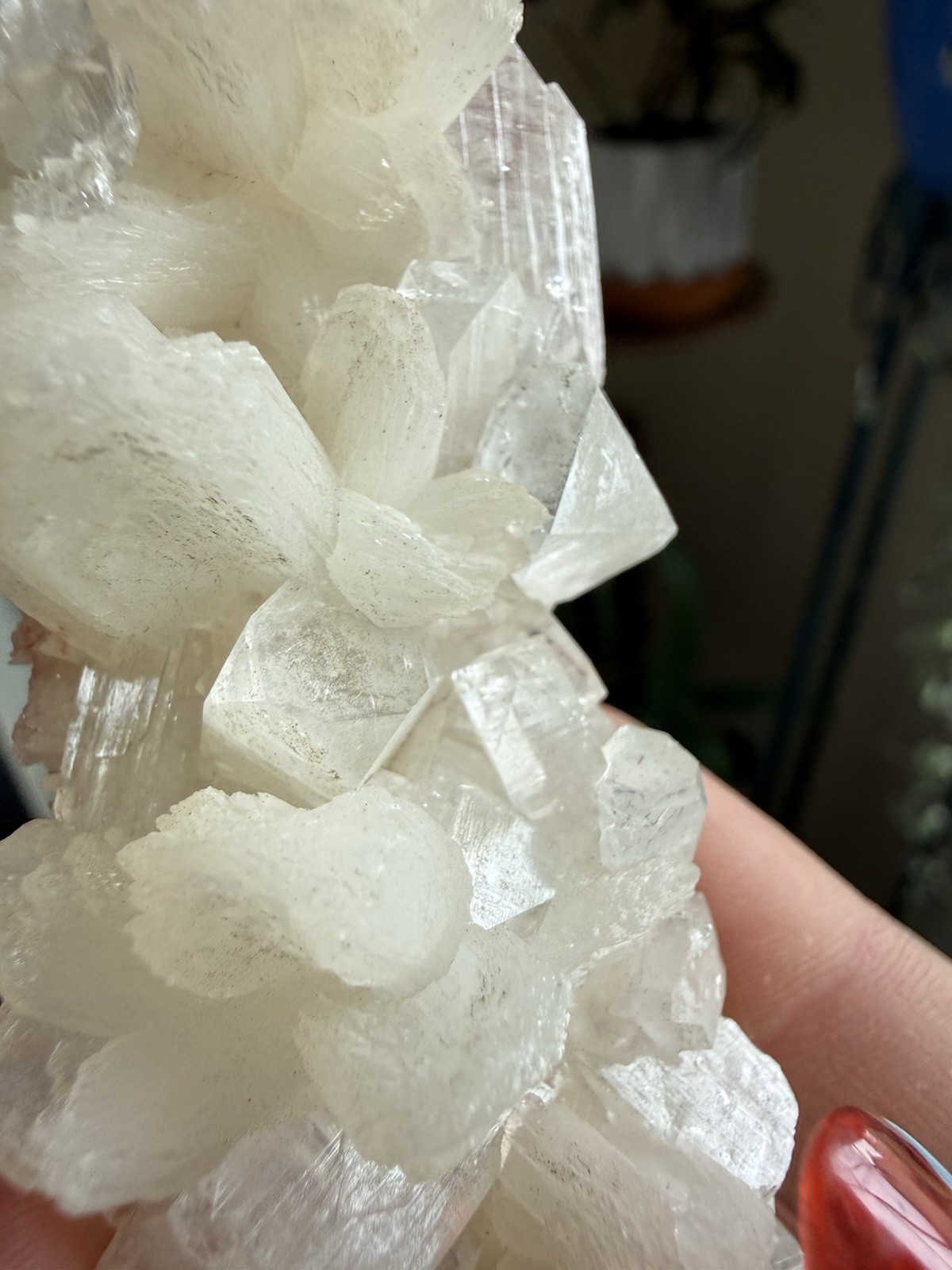 White Apophyllite Mineral Specimen with Green Matrix, Approx. 5.25 Inch