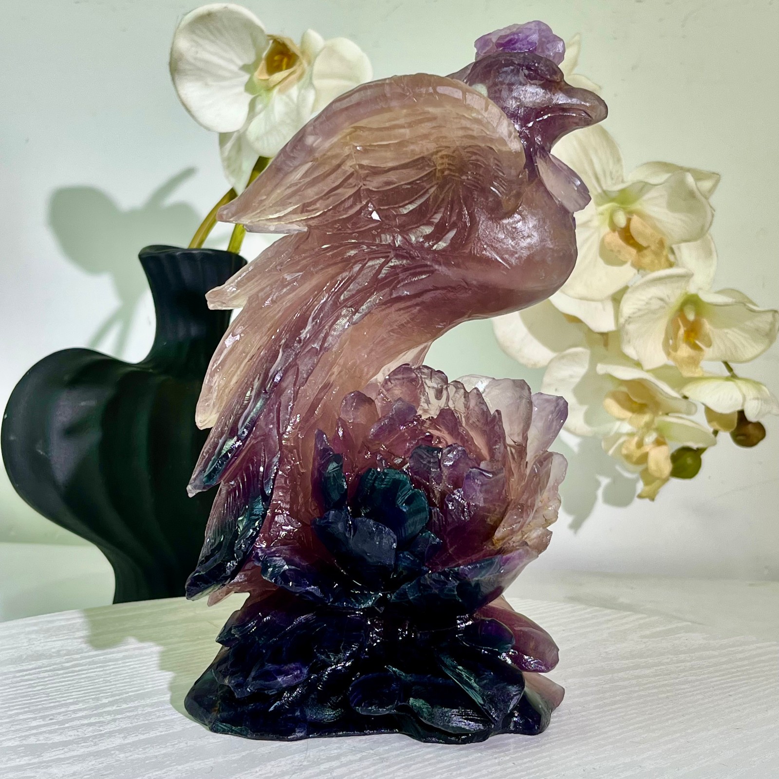 6.43LB Natural fluorite quartz products, hand carved and polished spiritual orn