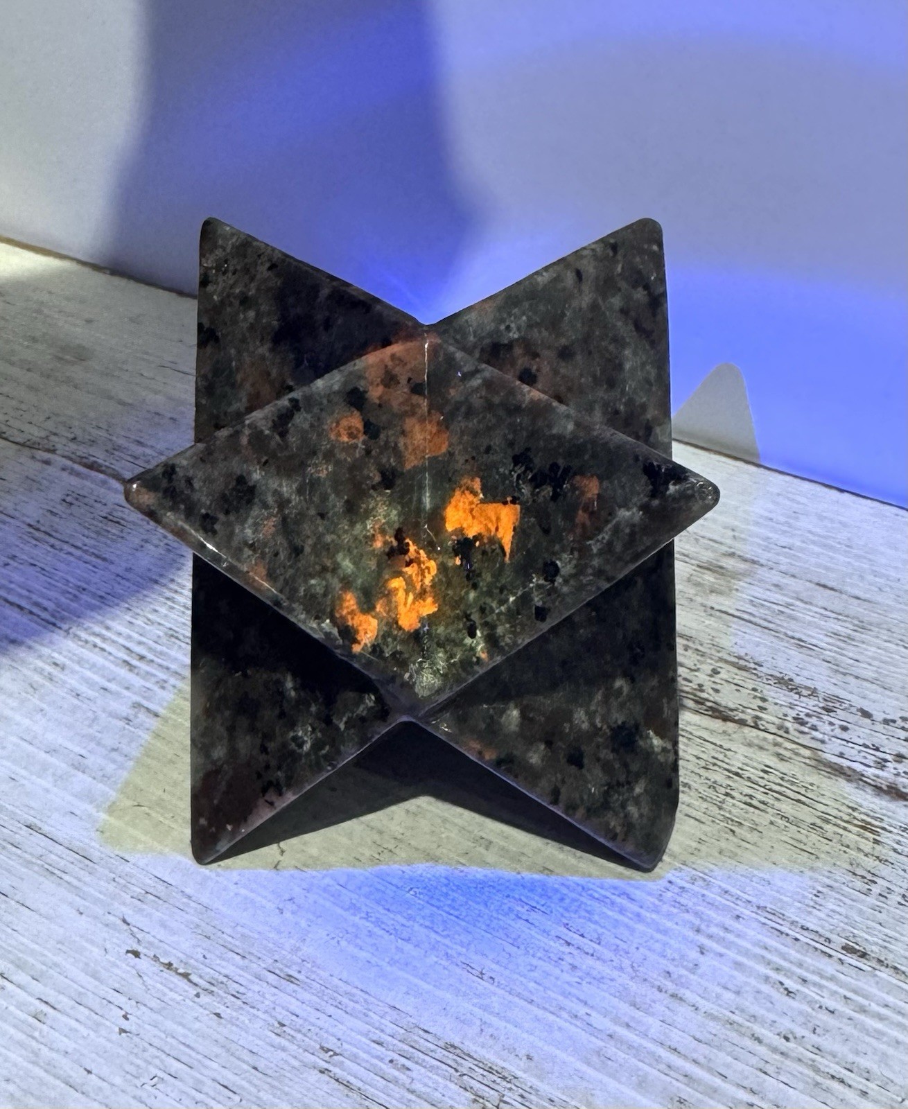 Yooperlite Merkaba 3.75” Natural Stone Carving UV Reactive