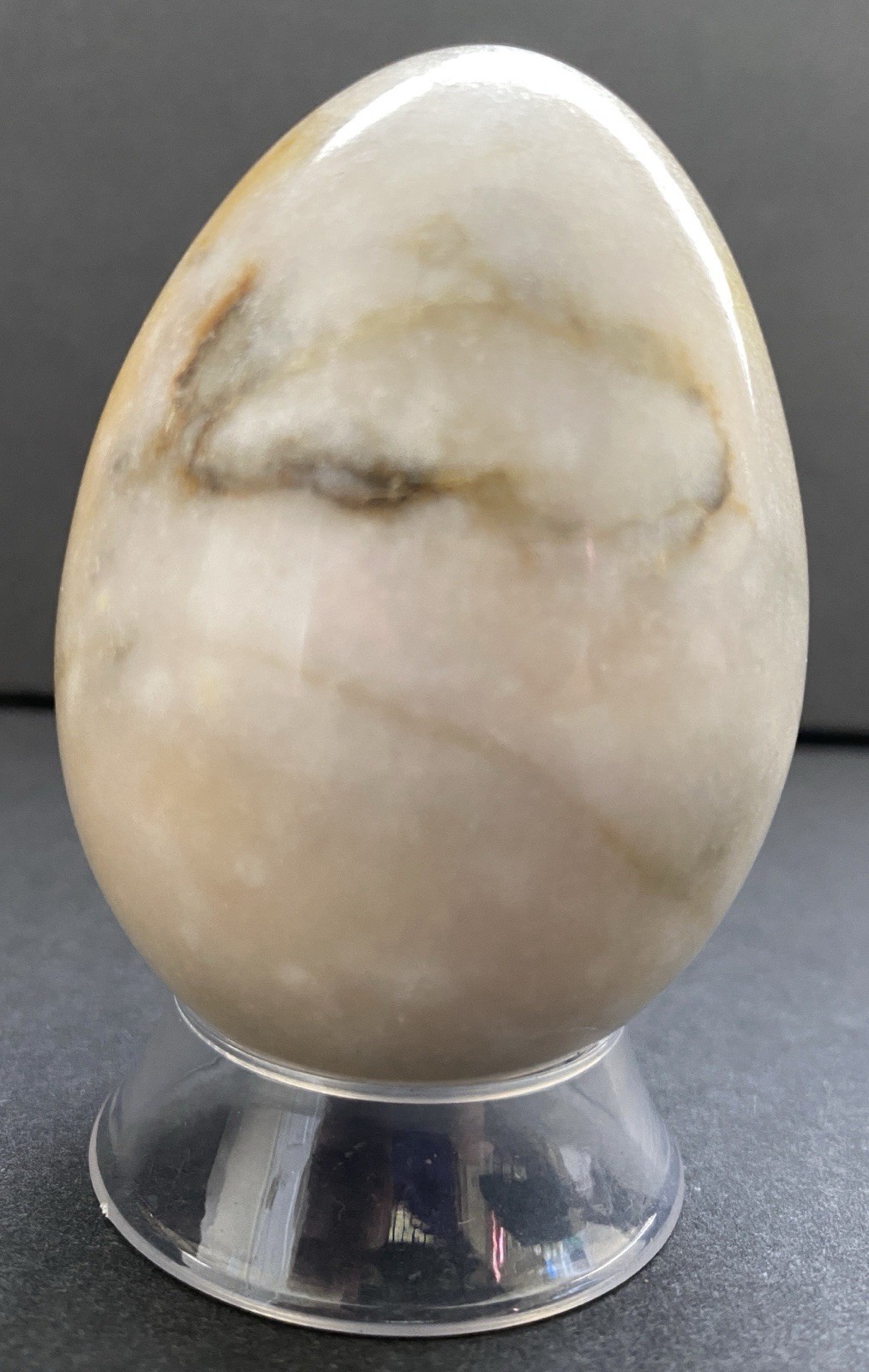 Natural Onyx Stone Egg With Stand Hand Polished Banded Agate Calcite Crystal