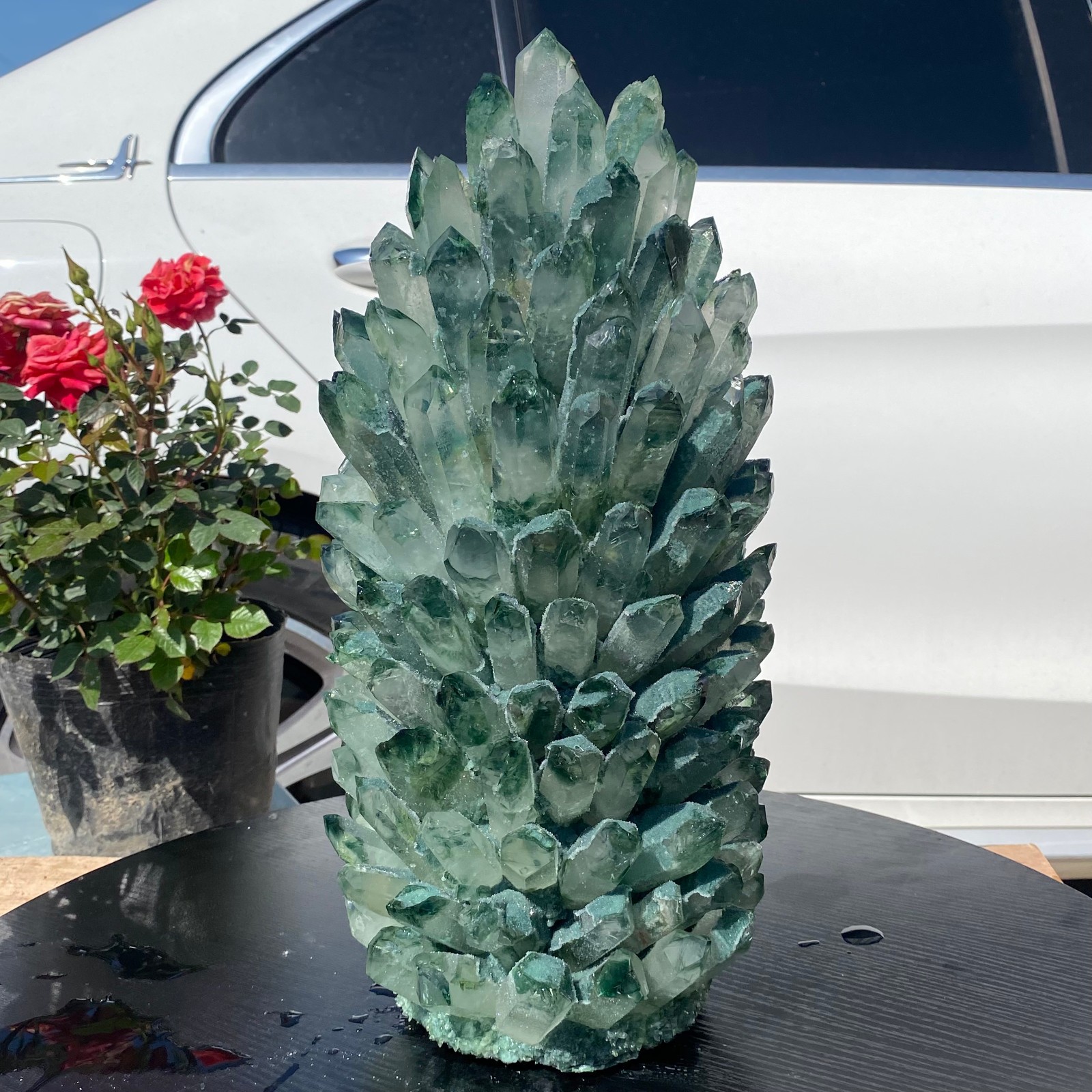 30LB Newly discovered green phantom quartz crystal cluster minerals