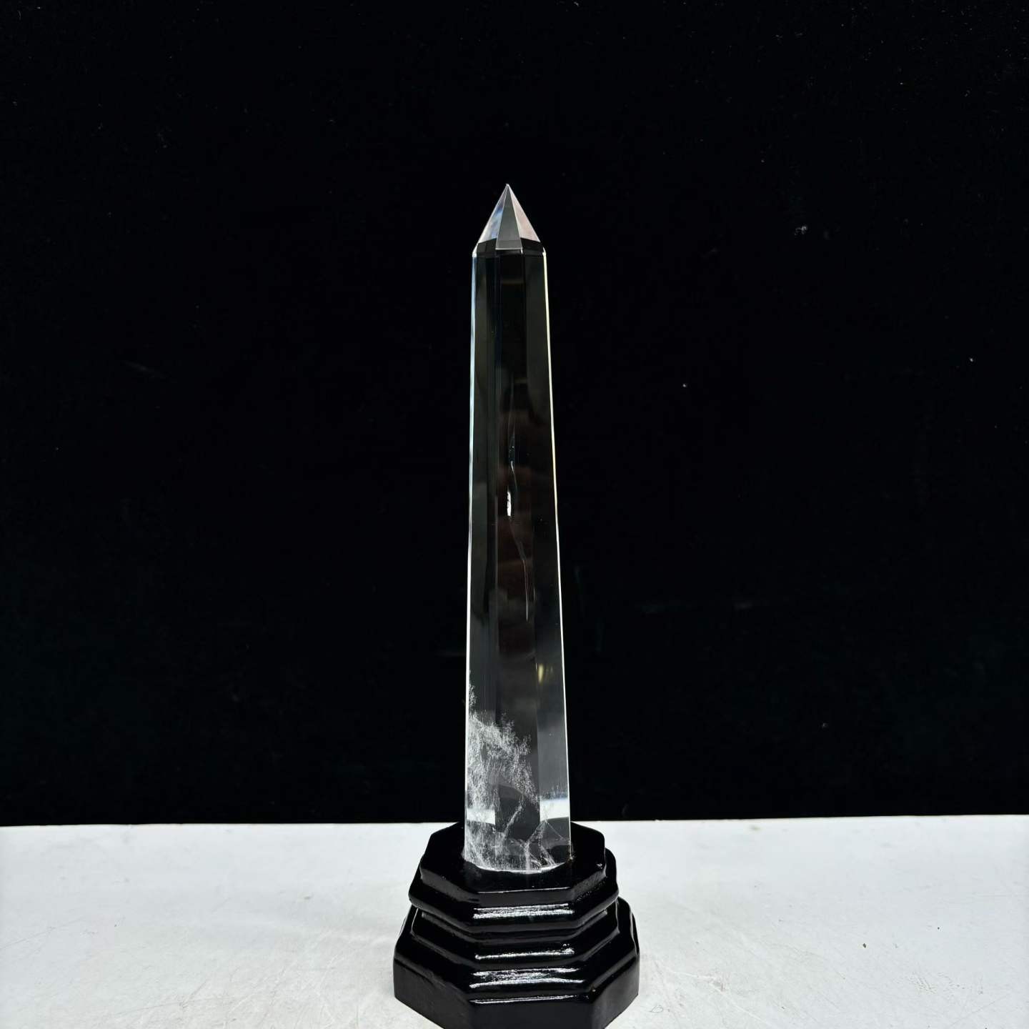 270g Natural White Quartz Obelisk Crystal Energy Tower Point Reiki Decor+Stand