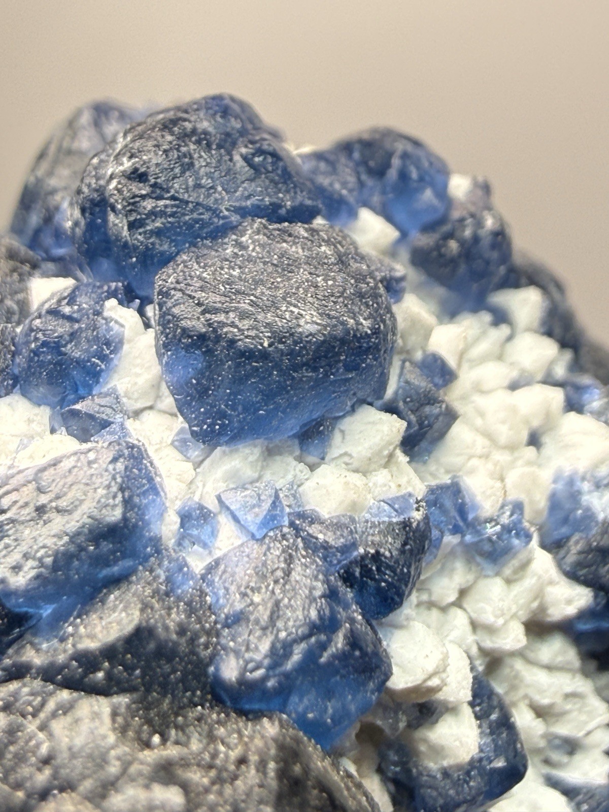 Superb Blueberry Fluorite on Candle Quartz |Huanggang Liang Mine, Inner Mongolia