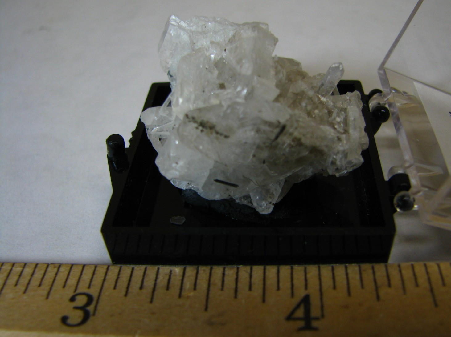 CLEAR/OPAQUE WHITE CELESTINE CRYSTALS MINIATURE IN CASE MICHIGAN USA #066