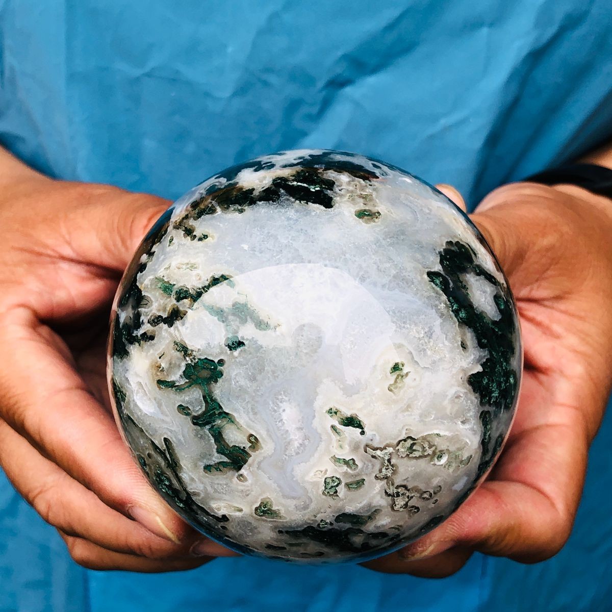 3pcs 5.47LB Natural Water Grass Agate Ball Quartz Crystal Ball Healing 2111