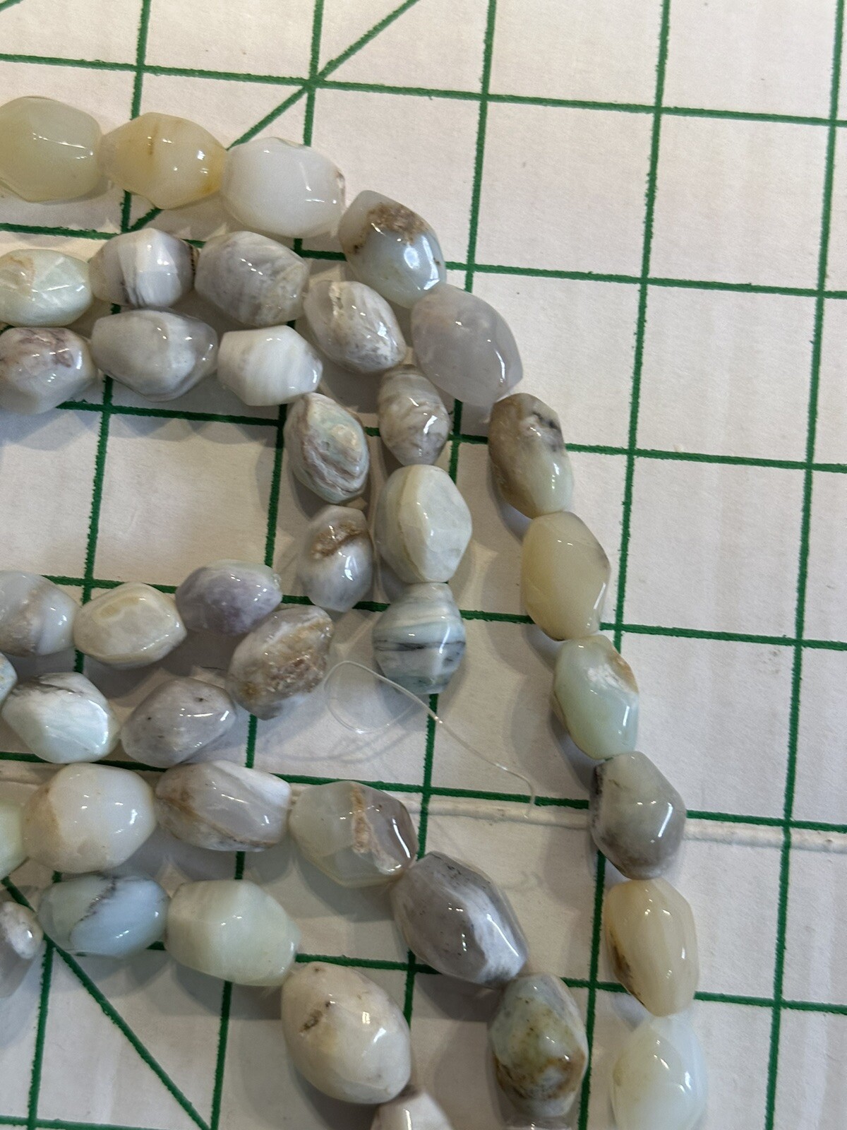LOT 3 Polished 15” Agate Stones Strands Brown Green White Grey Mixed Colors READ