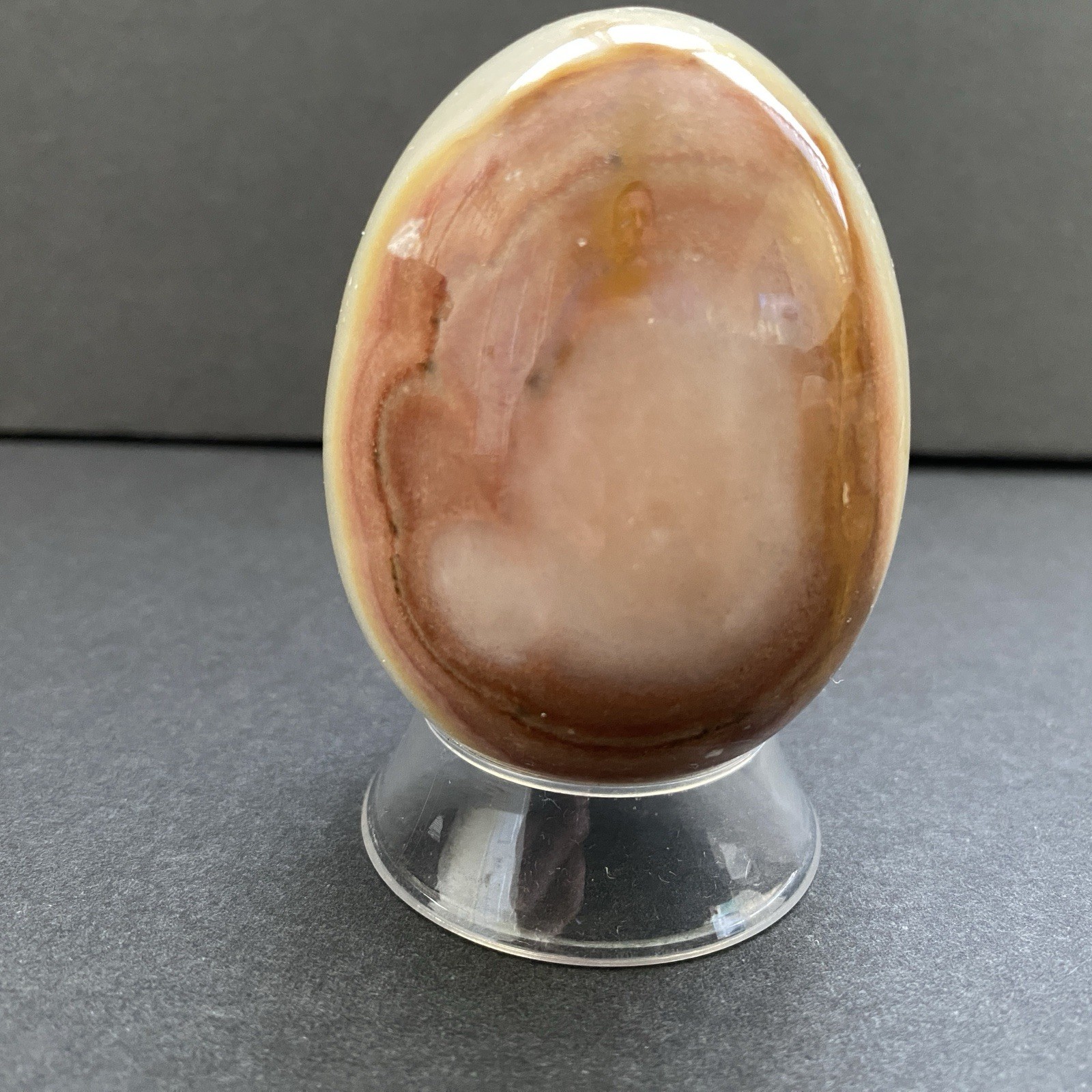Natural Onyx Stone Egg With Stand Hand Polished Banded Agate Calcite Crystal