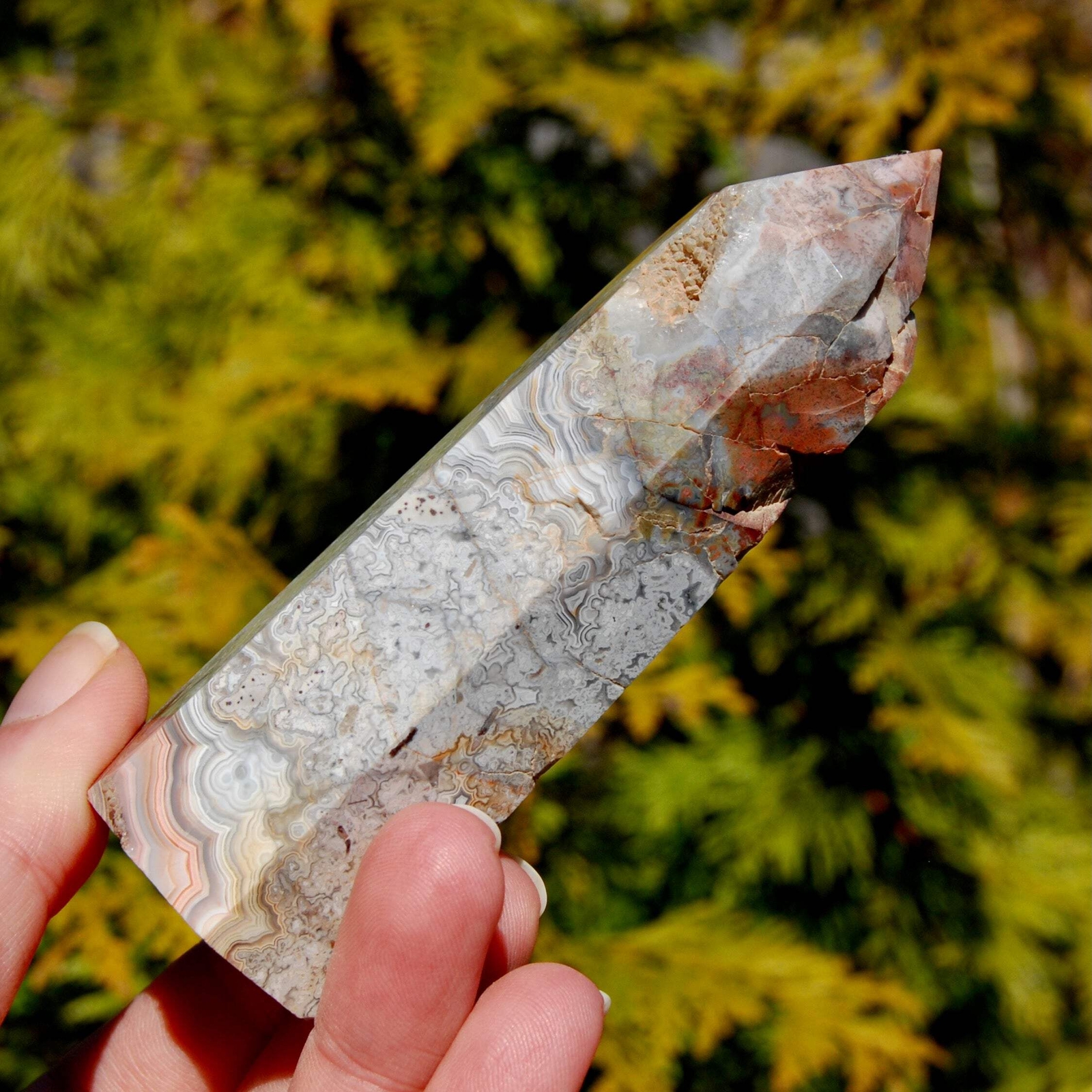 4.25in 175g Crazy Lace Agate Crystal Tower, Mexico