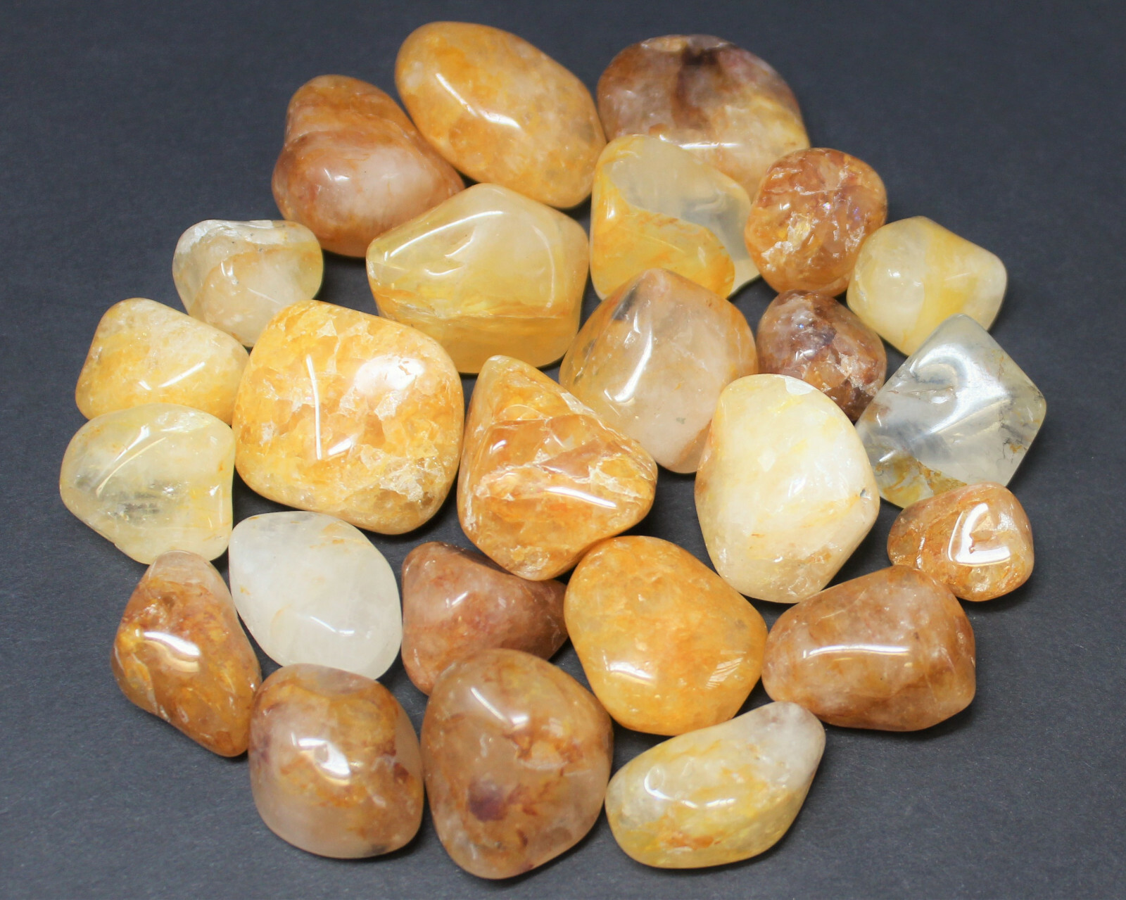 1/4 lb Bulk Lot Golden Healer Quartz Tumbled Stones (Yellow Quartz Crystals)