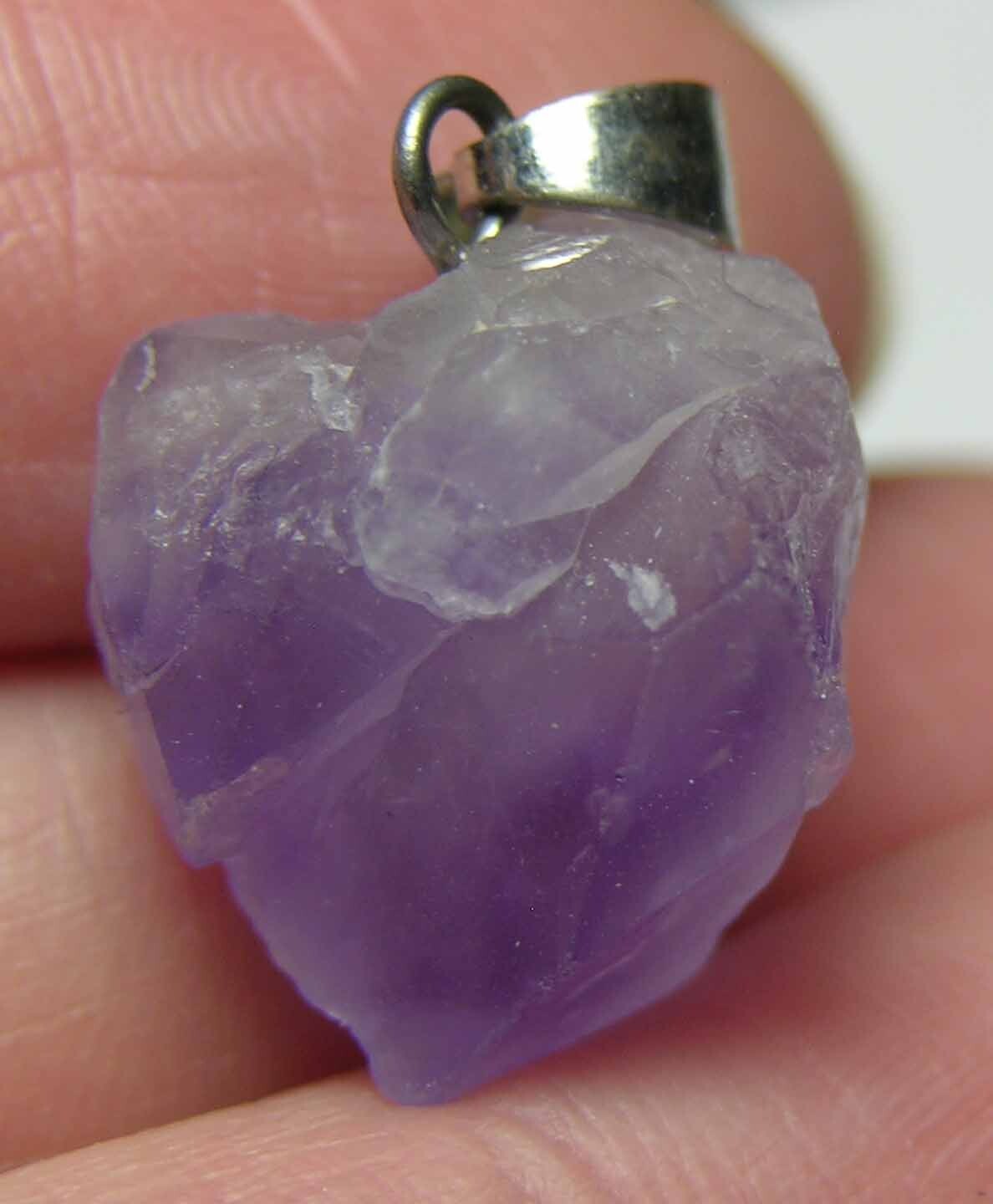 #55 Raw Rough 16.00ct 100% Natural Amethyst Crystal Point Pendant 3.20g 15.00mm