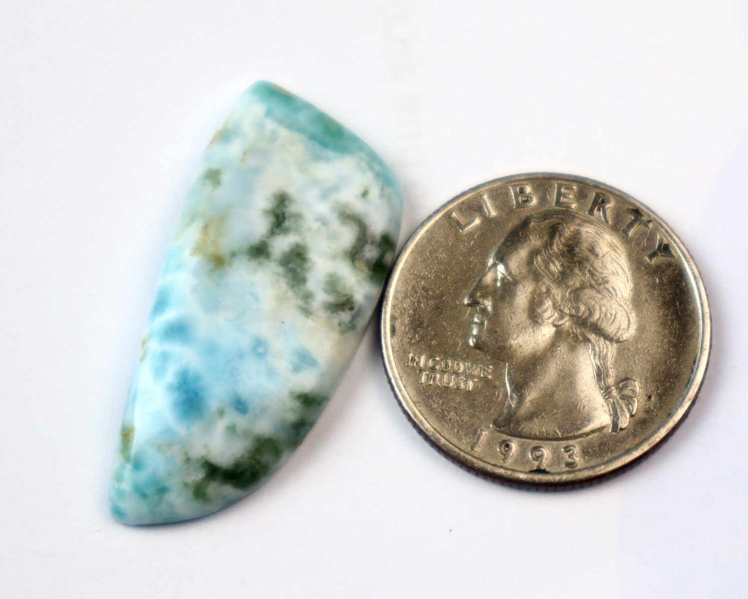 Rarest Natural Sky Blue Larimar Fan Shape Cabochon 35mm