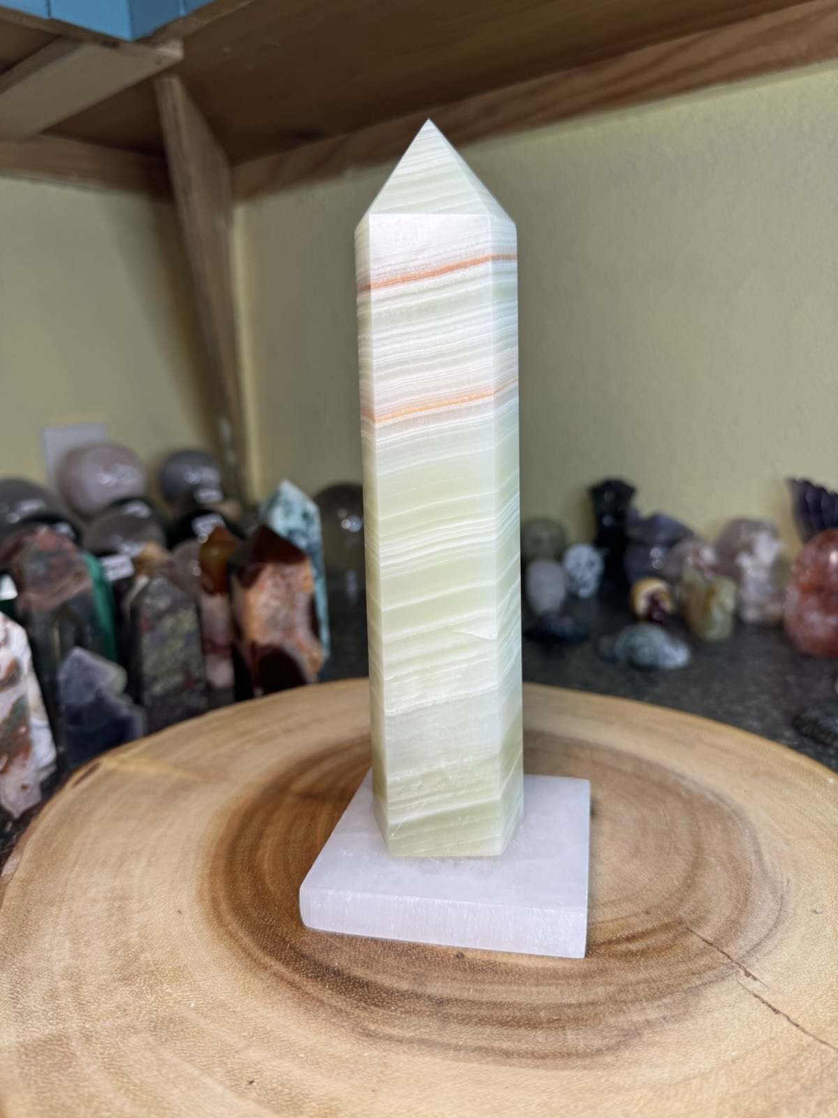 Green Banded Calcite Statement Tower