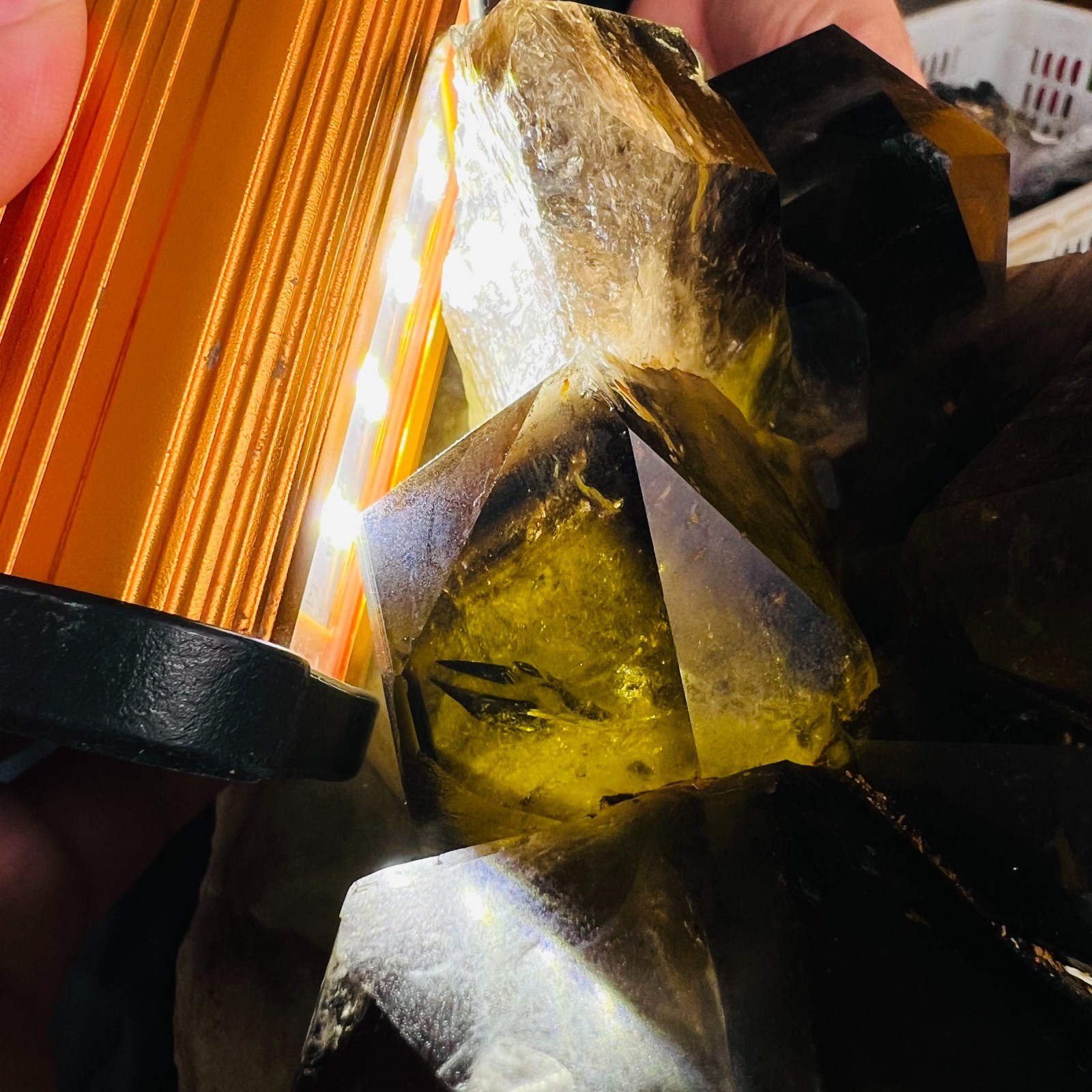 14.3LB natural Crystal black yellow clusters Aura Quartz Crystal Healing
