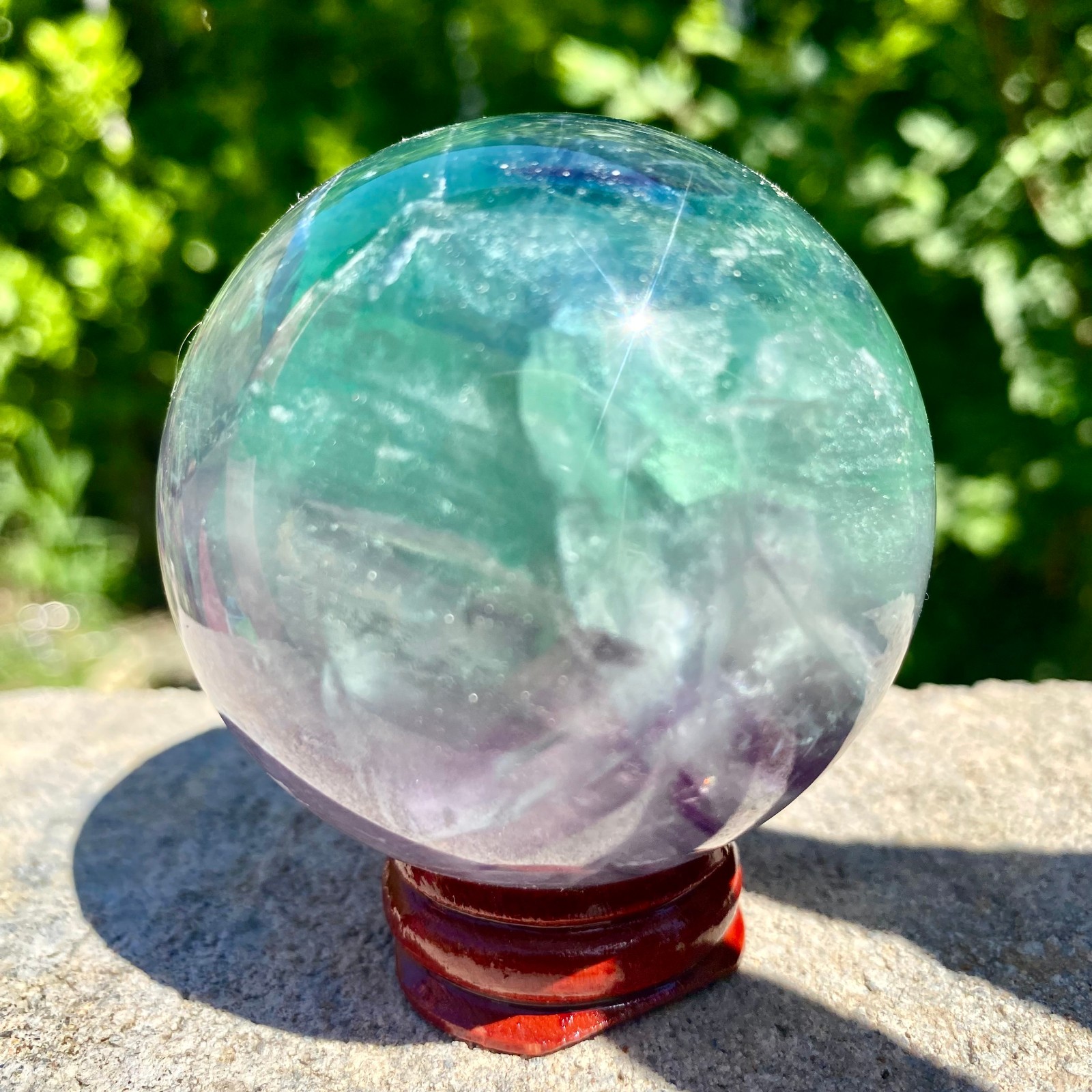 305G natural Green fluorite ball quartz crystal Sphere Reiki energy healing