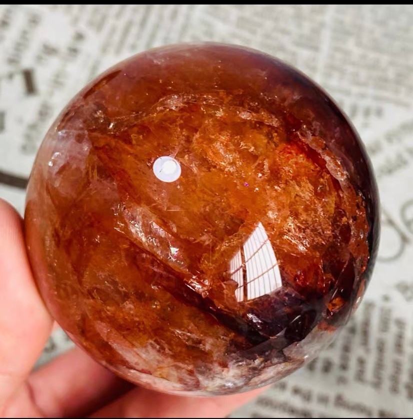 352g Natural Red Gum Flower Ball Crystal Sphere Specimen Energy Healing Reiki