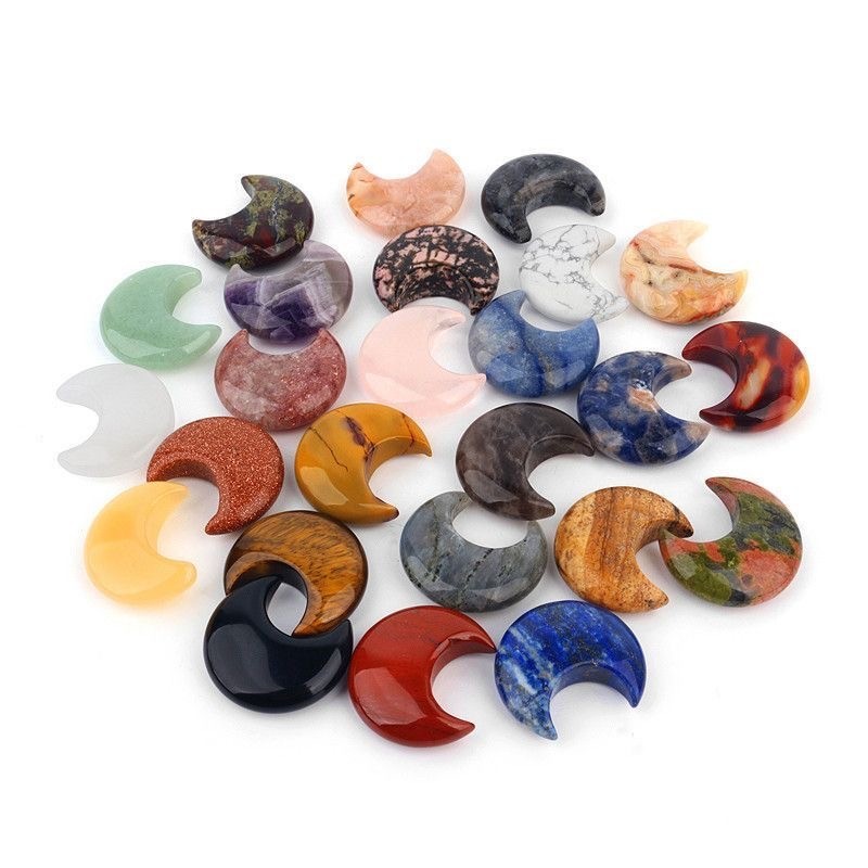 10PCS Natural Mixed material moon palm Reiki Crystal Quartz Healing Decorate