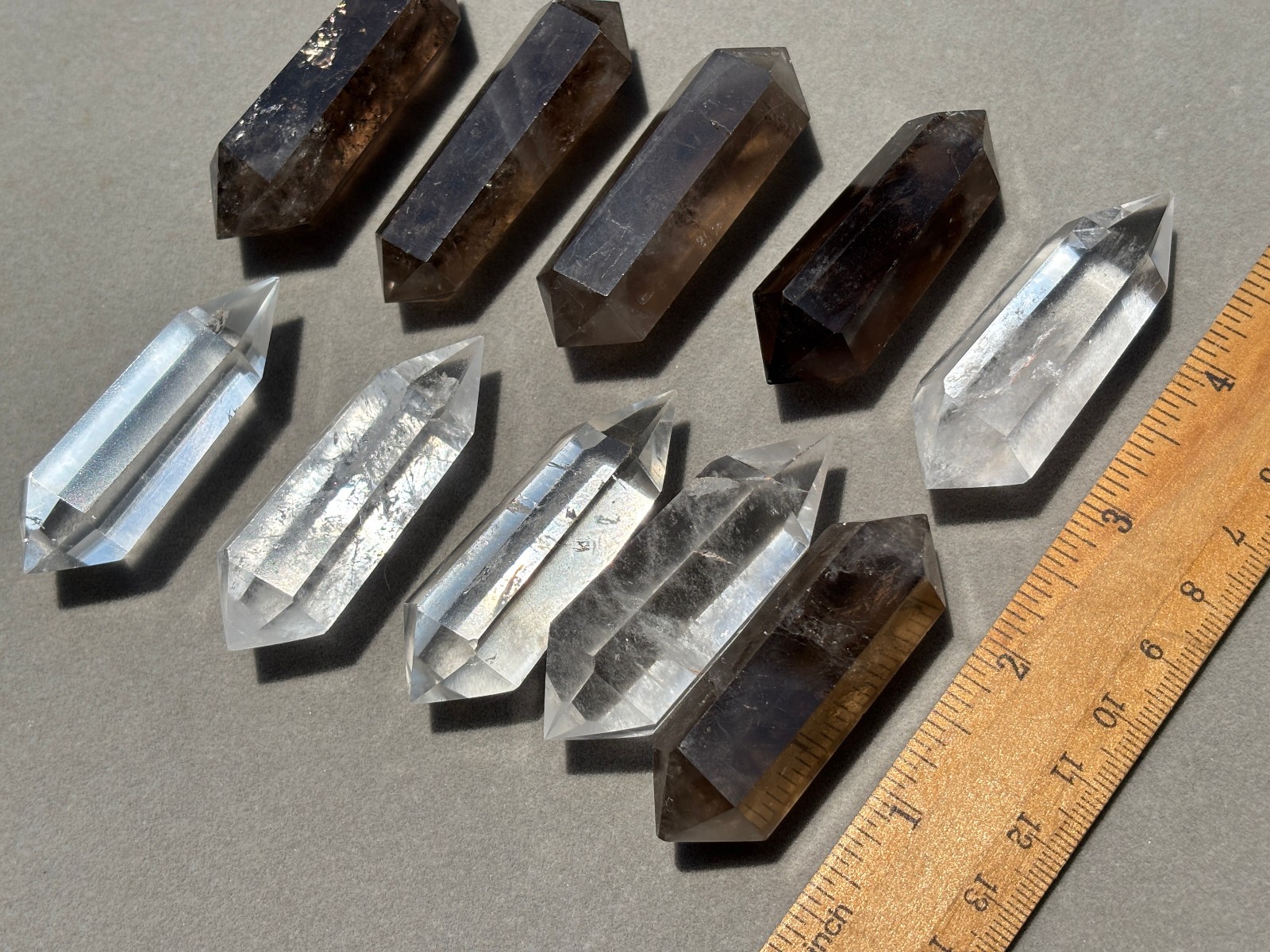 10pcs Lot Clear and Smokey Mixed Natural Quartz Crystal Double Terminated Points