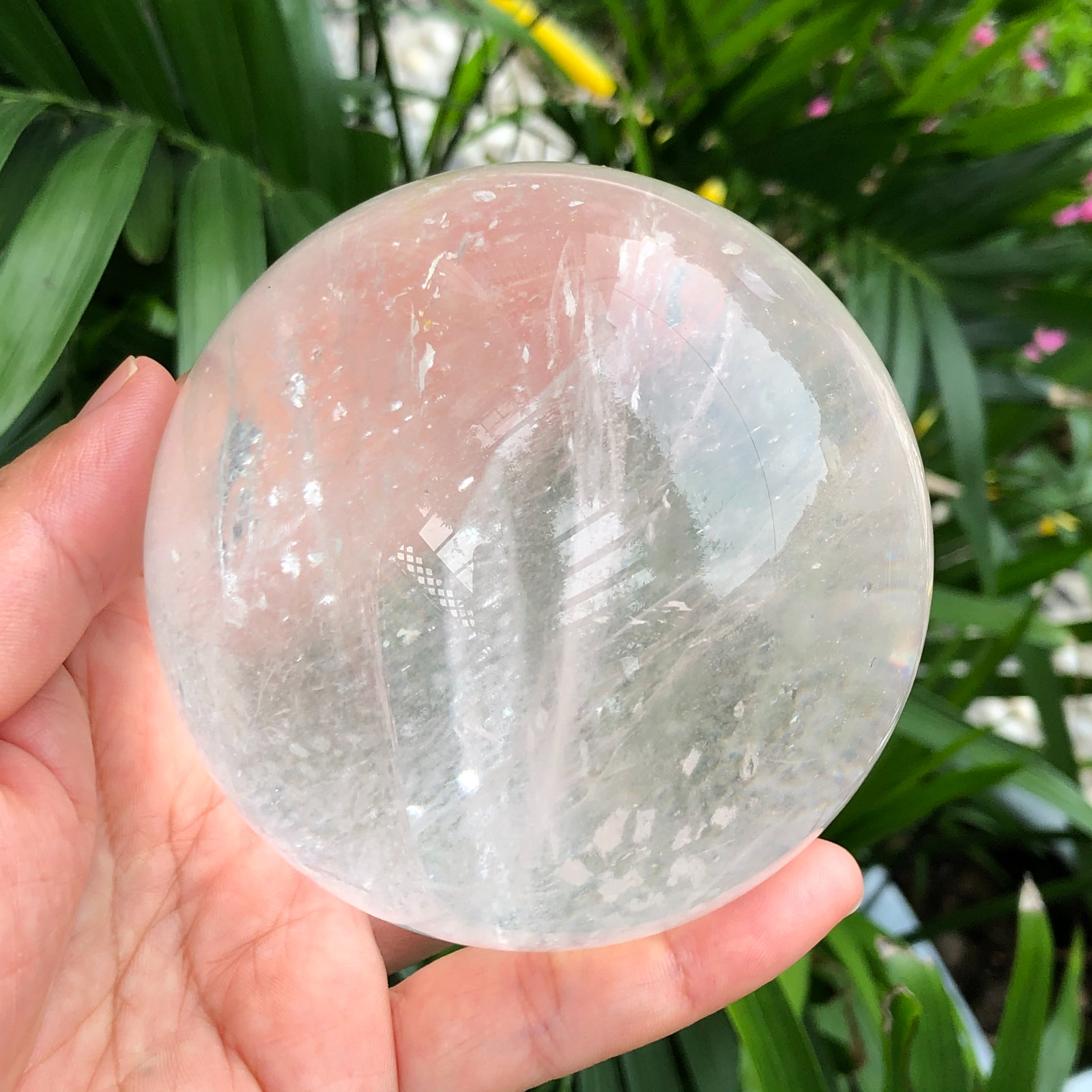 858g white crystal transparent quartz crystal ball Reiki repair 141