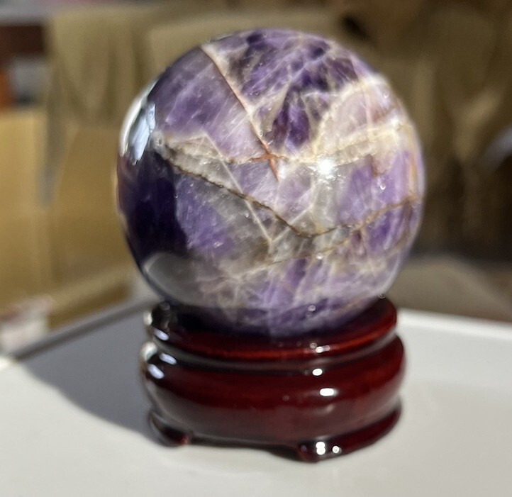 Natural Dream Amethyst spheres approx. 2.25 Inches 258g With Purple banding