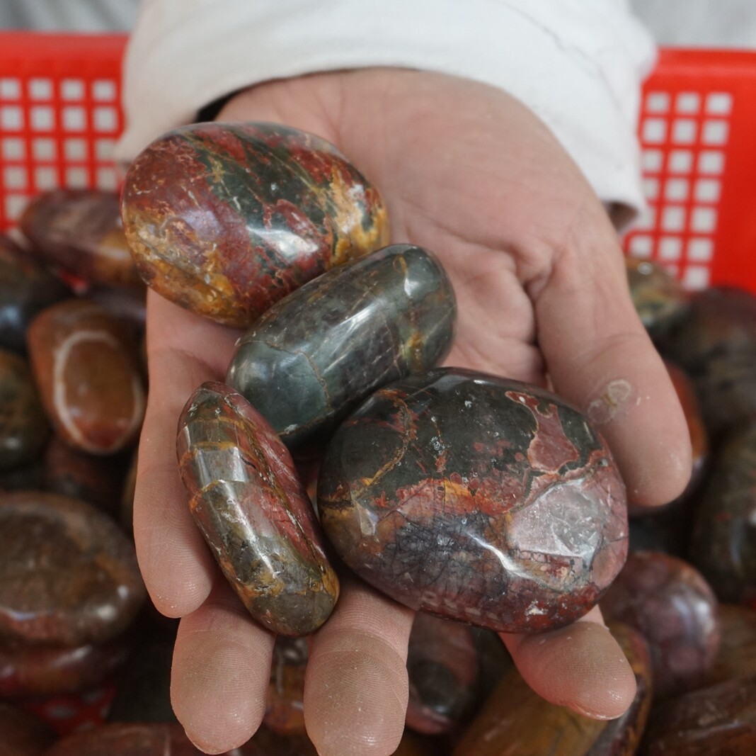 12 Pieces 1kg Cherry Creek Jasper Picasso Crystal Tumbled Palm Stone Healing